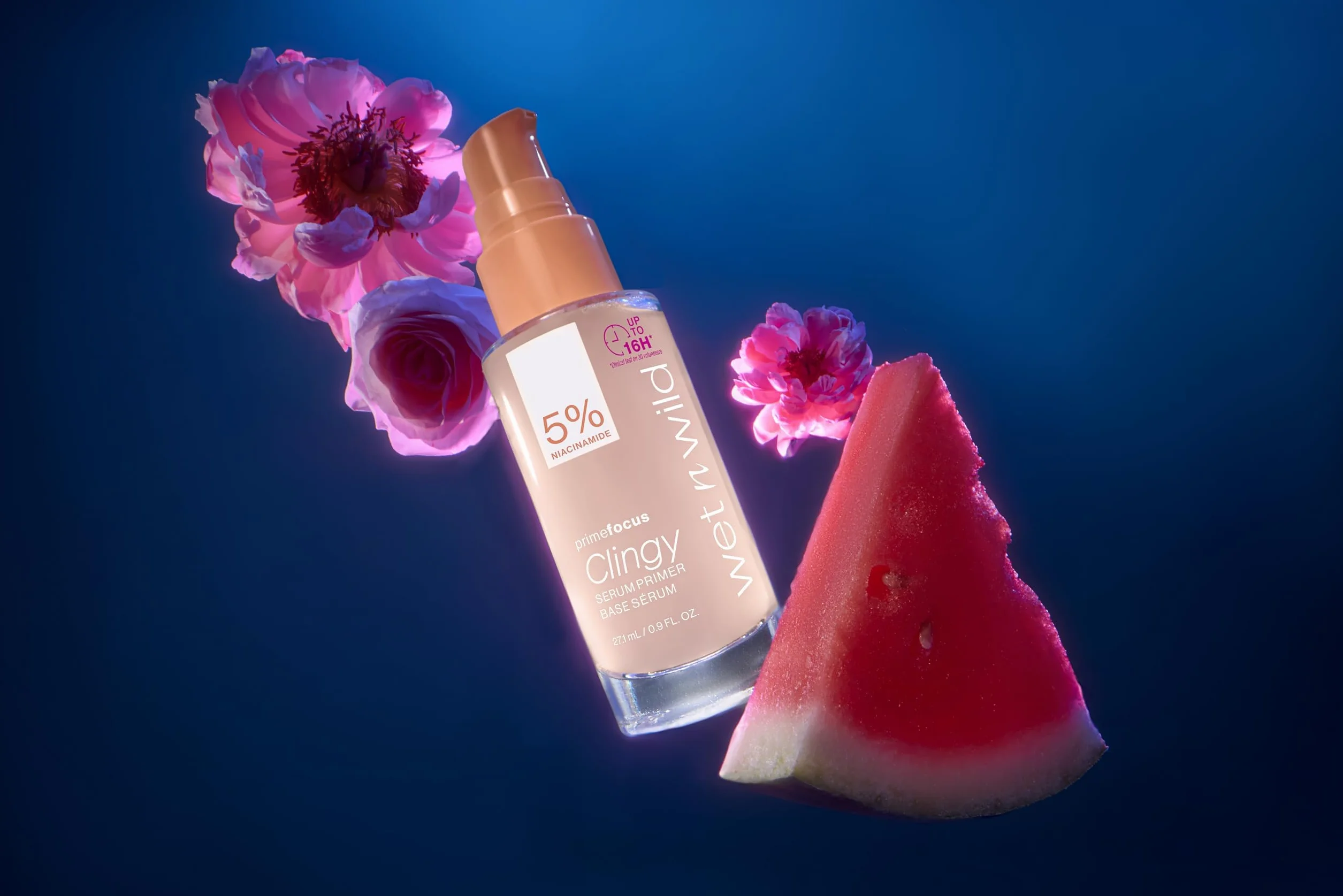 Wet n Wild Prime Focus Clingy Serum Primer, Baza pod Makijaż, Utrwala Makijaż do 16 Godzin, Nawilżająca i Odżywcza Formuła z Niacynamidem i Gliceryną, Zapewnia Rozświetlenie