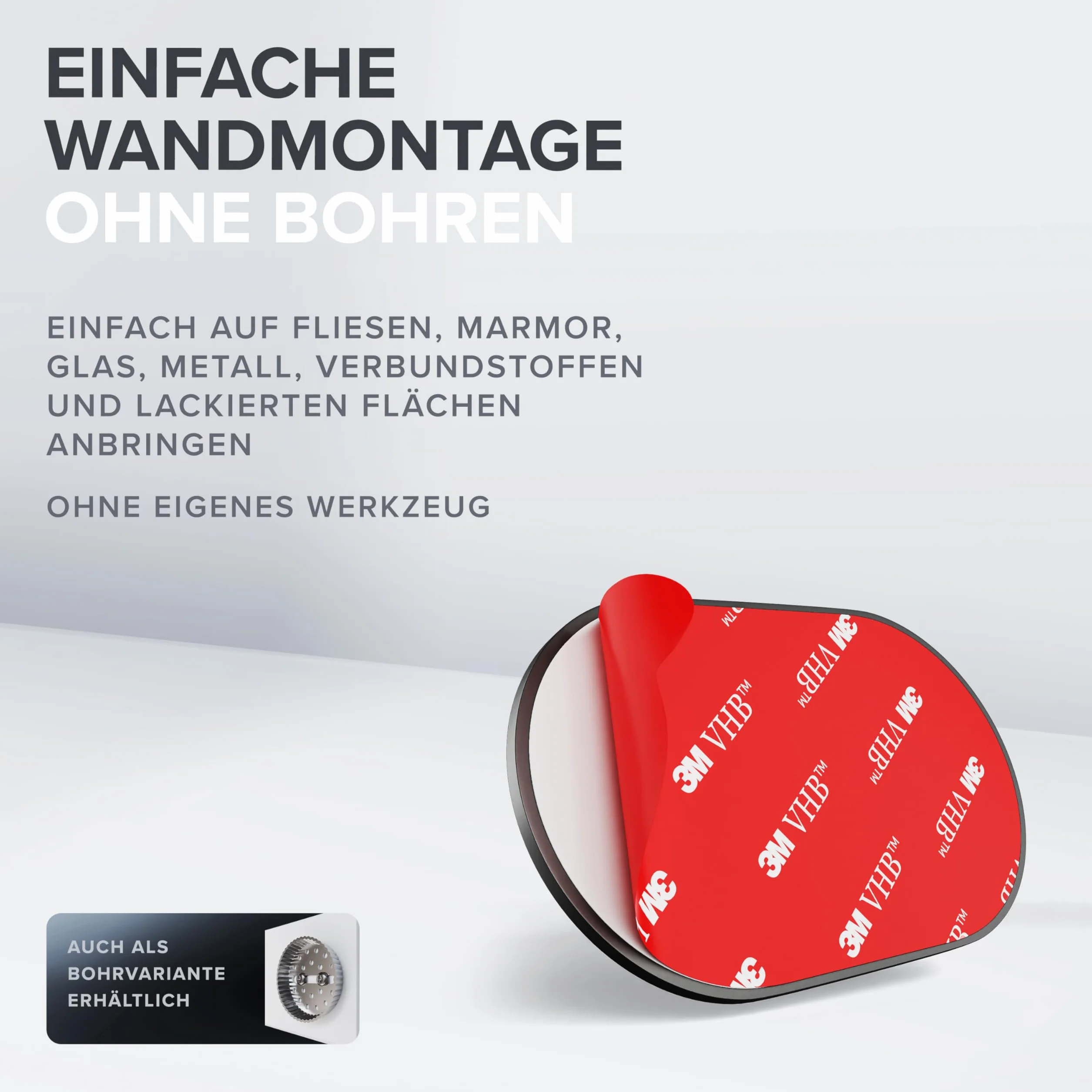 Ovimar Lusterko kosmetyczne Ringstind Gunmetal | z oświetleniem | ładowalne | montaż na ścianie bez wiercenia | do łazienki | 5-krotne lusterko powiększające | lusterko do makijażu ze światłem |