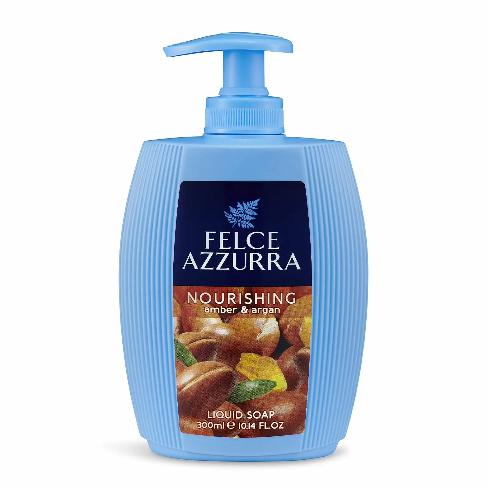 Felce Azzurra Amber & Argan mydło w płynie – dozownik mydła z przyjemnie ciepłą nutą zapachową bursztynu i ekstraktami arganowymi – 1 opakowanie (1 x 300 ml)