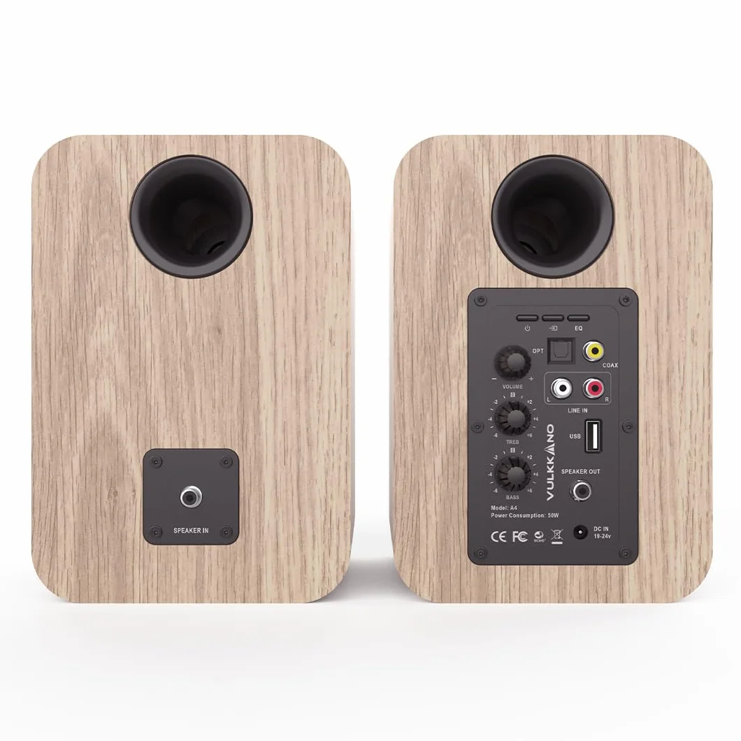 VULKKANO A4 Aktywne Głośniki Gółkowe z głośnikiem niskotonowym 4", Bluetooth 5.0, Optica, RCA, USB, Coaxial, Głośniki do komputerowe, brązowe