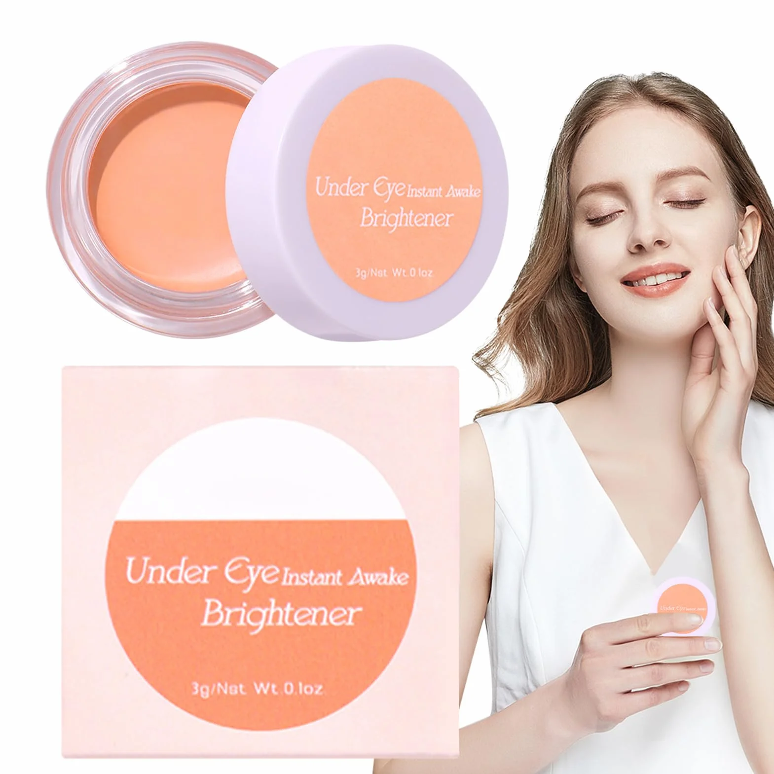 Eye Brightener Cream, Full Coverage Undereye Makeup, długotrwały korektor, wodoodporny podkład, kosmetyki, tekstura, rozświetlacz do podróży, 3 g