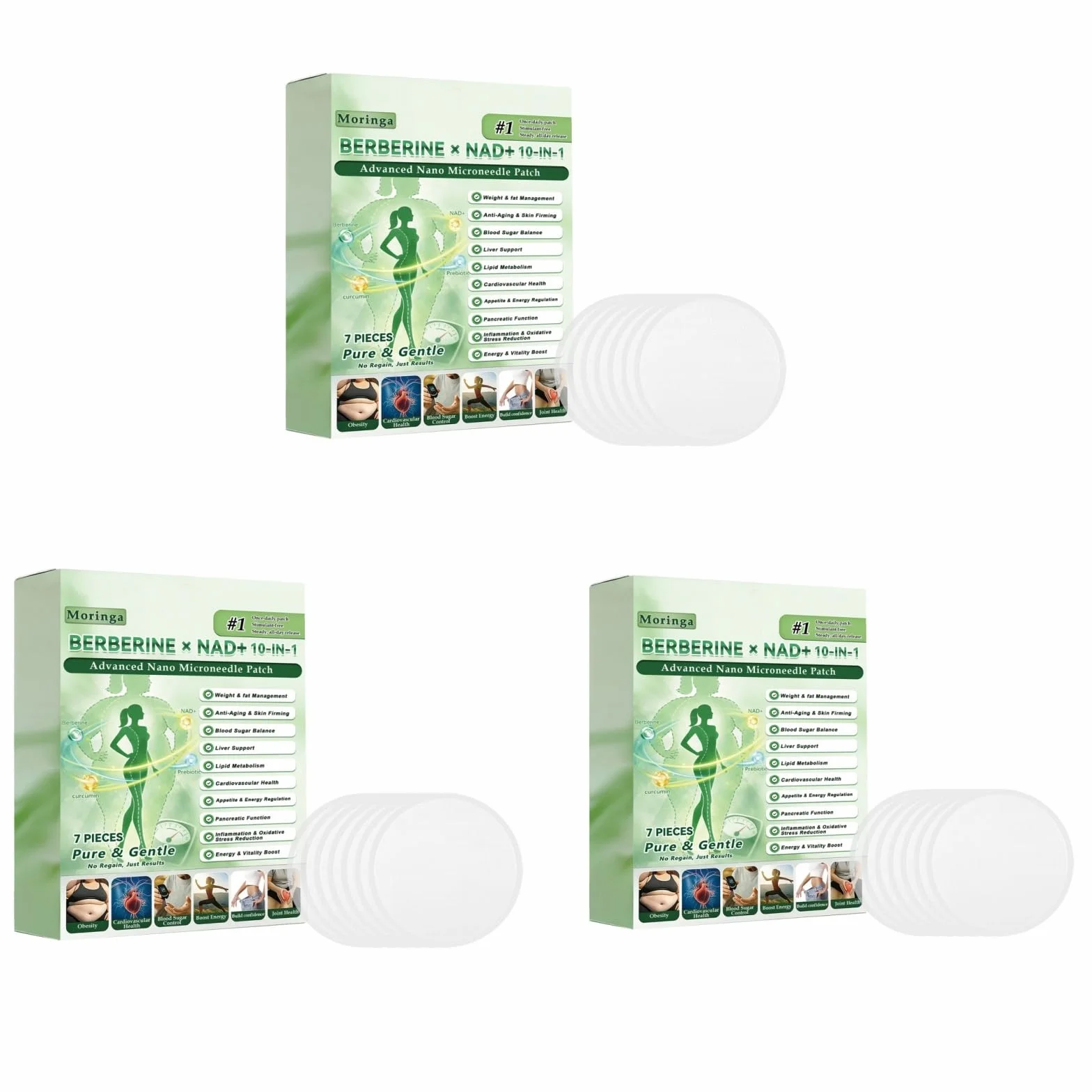 Plastry nano-mikroigłowe Moringa BERBERINE x NAD+ 10 w 1 - Globalne dobre samopoczucie i zarządzanie wagą