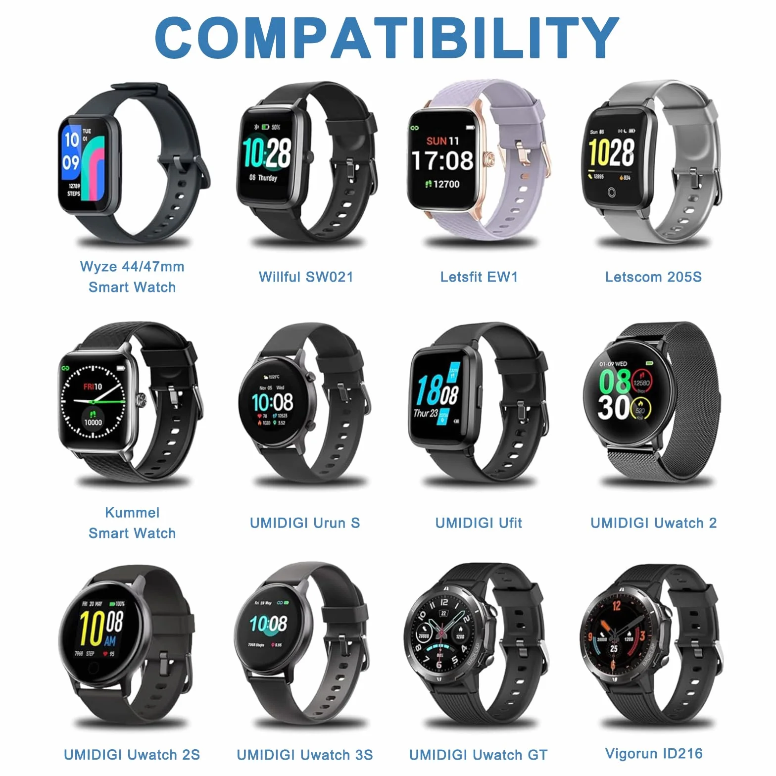 Oumida kabel ładujący do Skg Letsfit Cubitt Yamay Willful Fitpolo Tozo Wyze Umidigi Blackview, 100 cm/3.3 ft magnetyczny kabel USB do umidigi Uwatch 3S 3 2 2S Urun smartwatch akcesoria (czarny)