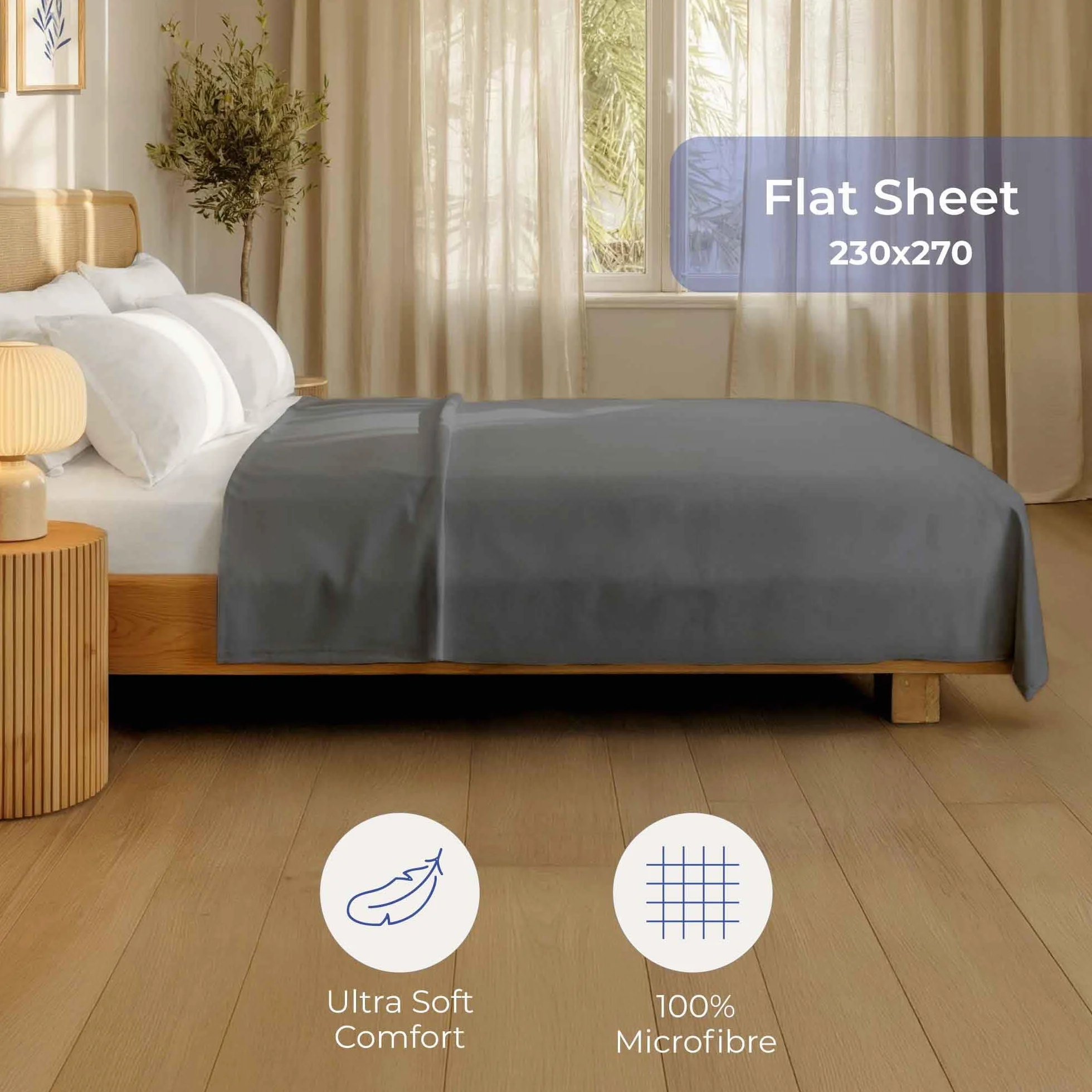 Dreamzie Prześcieradło dla 2 osób - 230x270 Antracyt - Ultramiękka, Szczotkowane, z Microfibra, do Łóżka Dwuosobowego 140x200/150x200 - Certyfikat Oeko-Tex