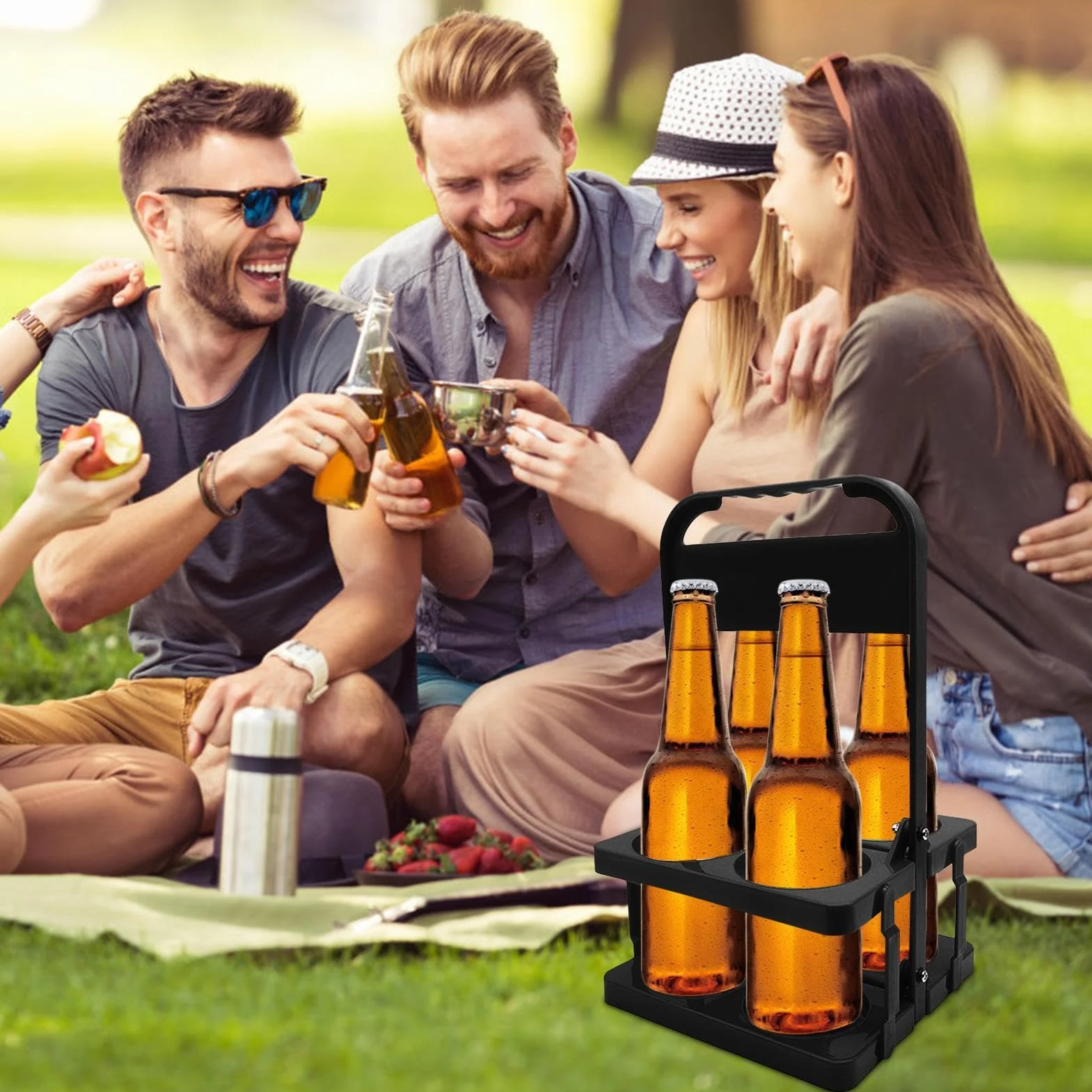 Foldable Wine Holder Rack Bottle Carrier 12.6x7.48x7.09 inches Beer Basket Cup for Gym Outdoor