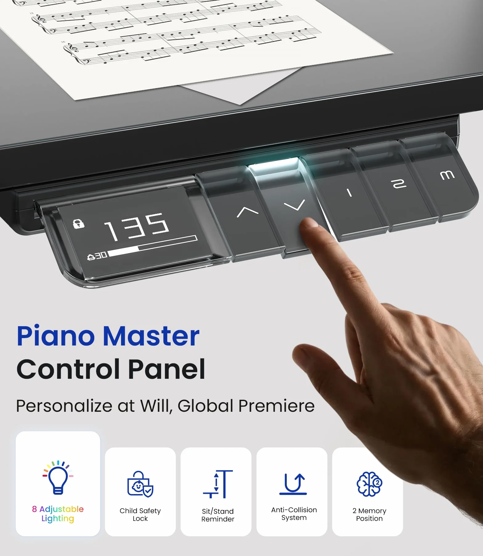 MAIDeSITe T2 Pro Max stelaż biurka z regulacją wysokości 135 cm 160 kg podwójny silnik Piano-Master