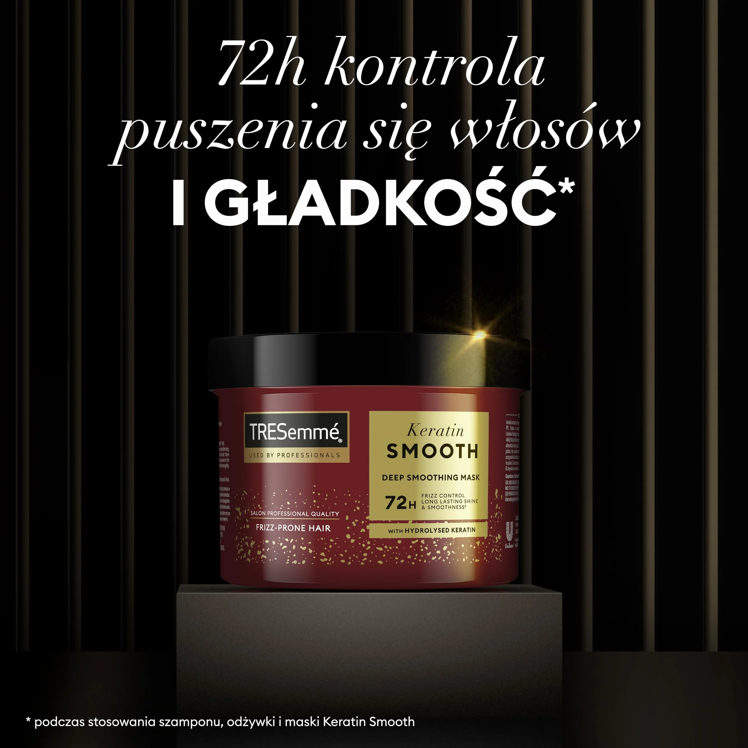 TRESemmé Maska intensywnie wygładzająca Keratin Smooth zapewniająca wygładzenie, połysk i 72h kontroli nad puszącymi się włosami* profesjonalna pielęgnacja włosów z hydrolizowaną keratyną 440 ml 2