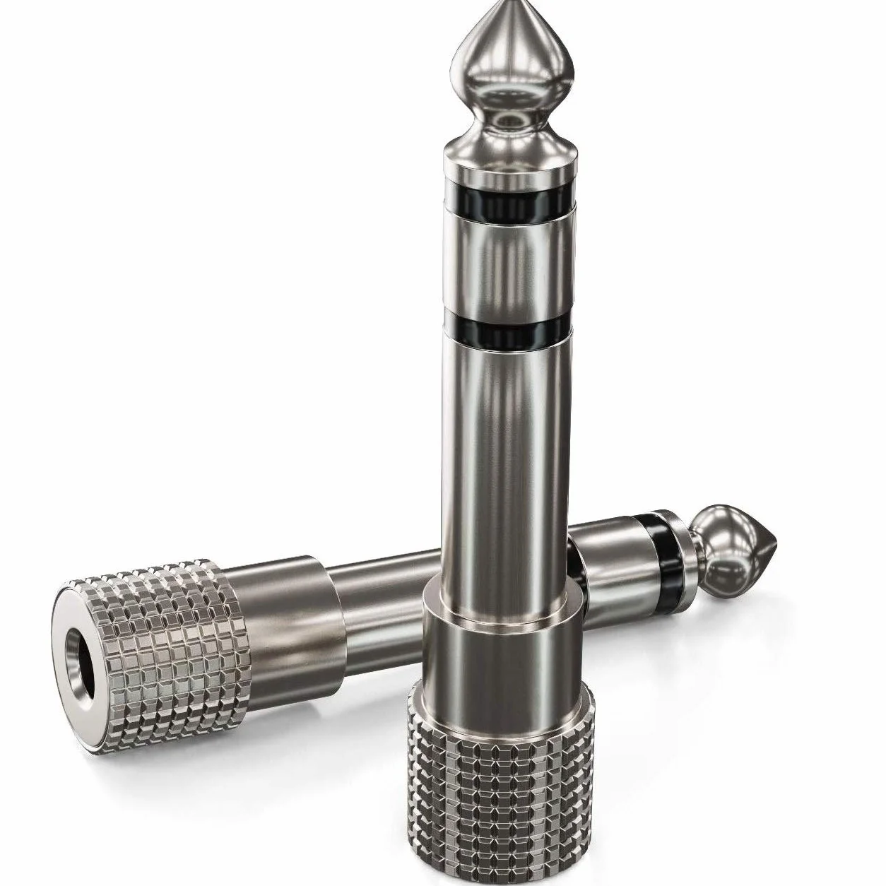 deleyCON 2x Adapter Audio Stereo Jack - Wtyk 6,3 mm na Gniazdo 3,5 mm - Adapter HiFi do Amplitunera, Kina Domowego, Słuchawek - Srebrny