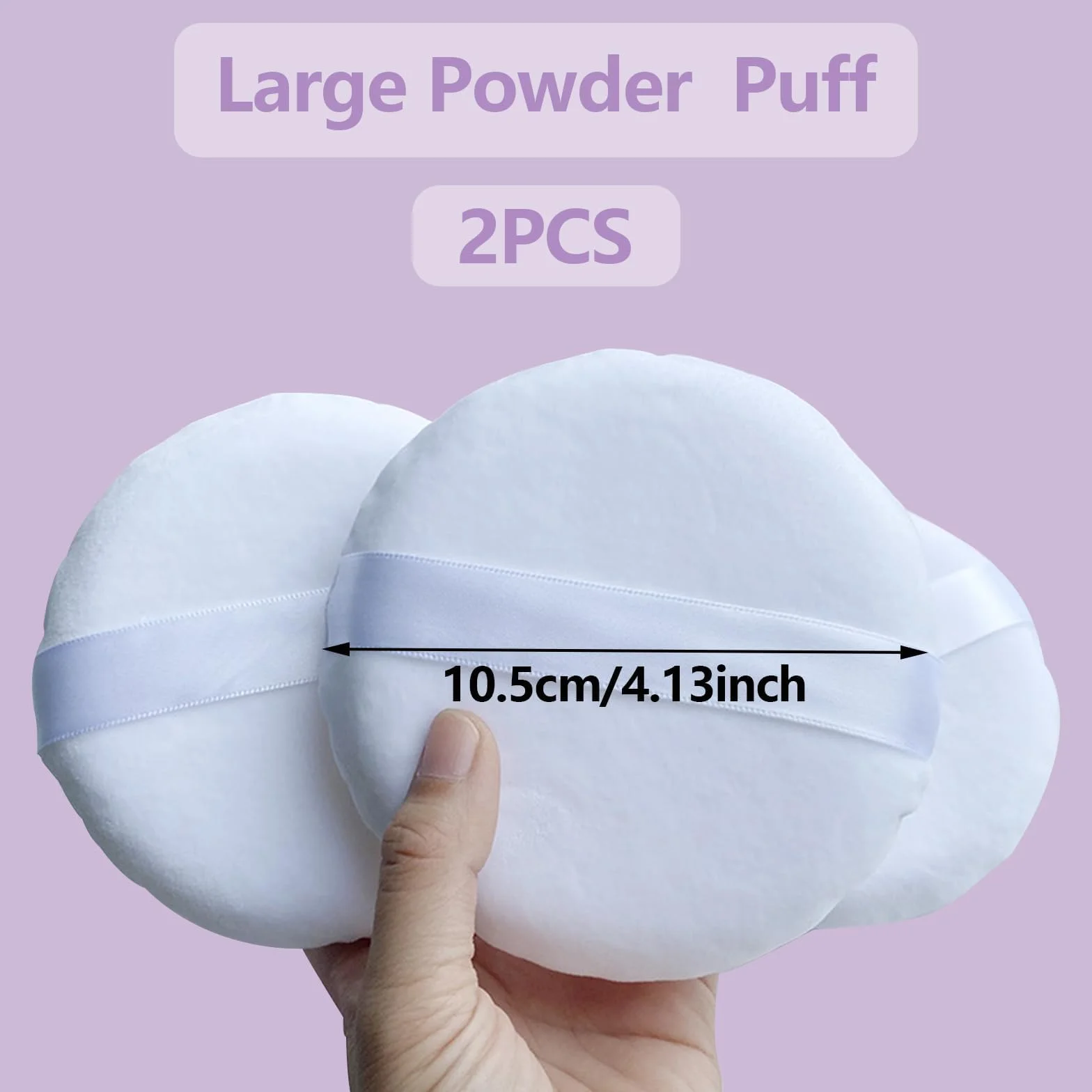 2 szt. duży puf, 10 cm Jumbo czysta bawełna z etui, okrągły puszysty welur ultramiękki puder do ciała do luźnego pudru do ciała, podkład kosmetyczny, gąbka, bezgrzybowy, pufa