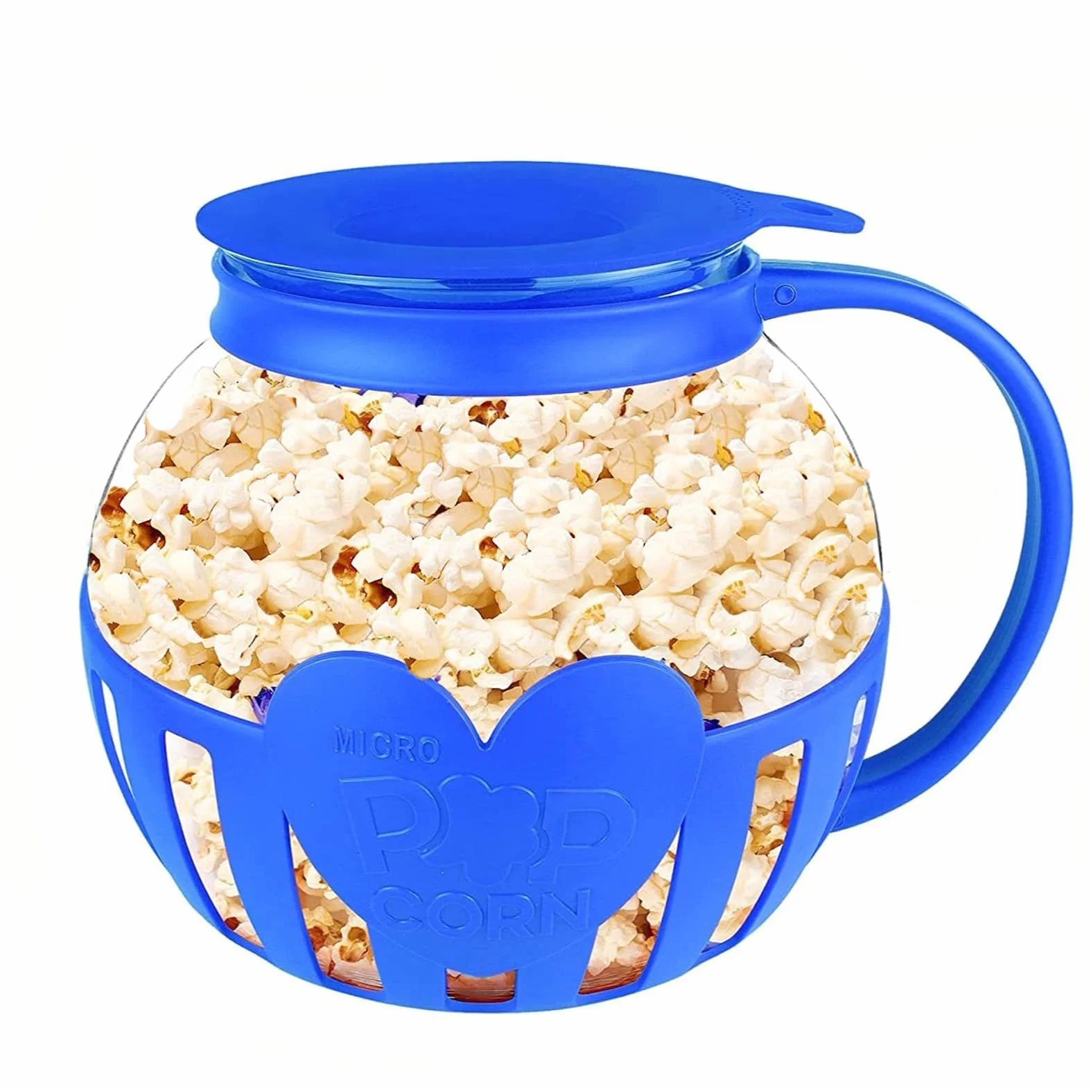 Szkło borokrzemowe przyrząd do popcornu do mikrofali niebieski