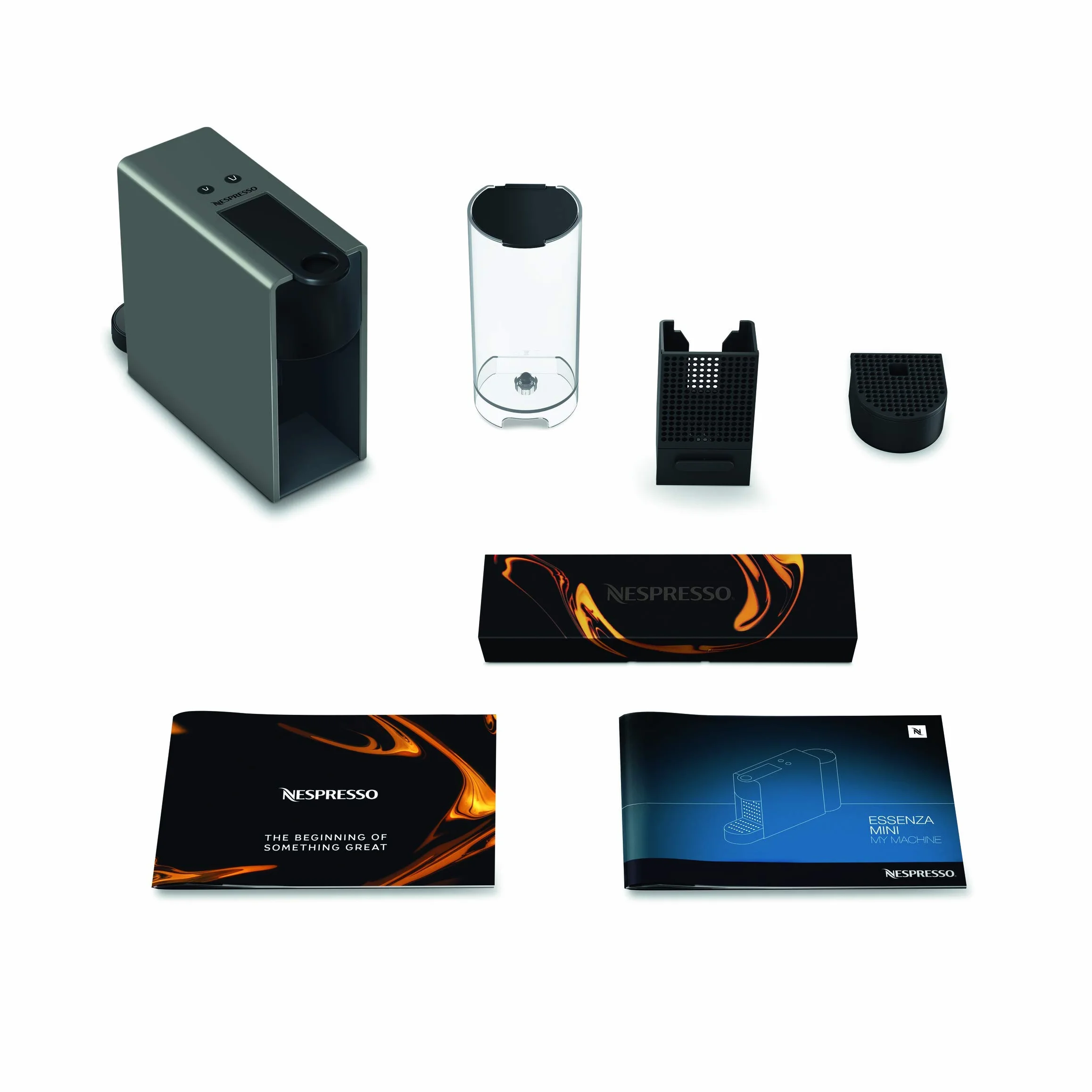 Nespresso Krups XN110BRD Mini ekspres do kawy Essenza | 0.6 L | 19 bar | tryb oszczędzania energii | szary | klasa energetyczna A