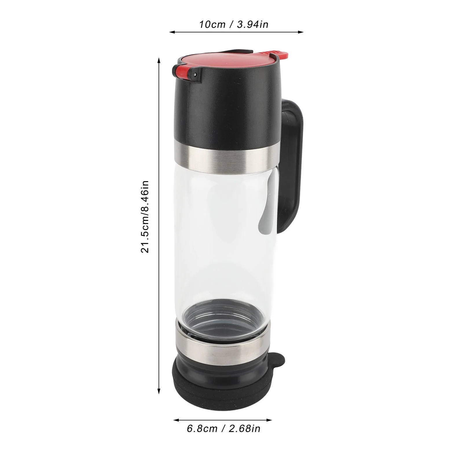 Szklany dozownik do miodu, 350 ml szklany dozownik do miodu bez kapania z uchwytem, ​​szklany dozownik do syropu, szklana butelka do syropu bez kapania do syropu klonowego (BLACK)