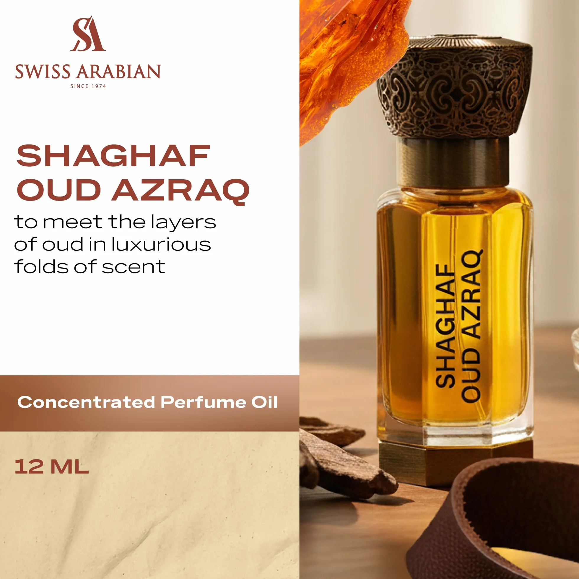 SA SWISS Arabian Shaghaf Oud AZRAQ Concentrated Perfume Oil 12 ml
