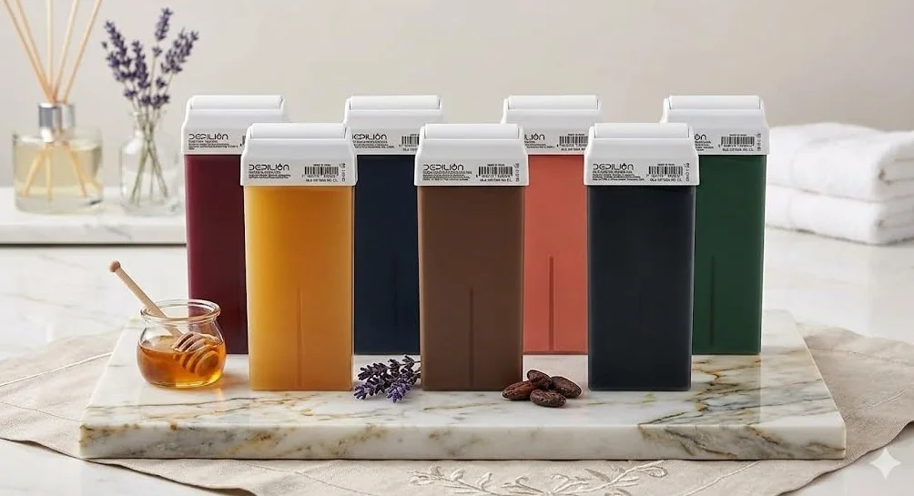 Zestaw 7 wosków Roll On Wkłady 100 ml do depilacji - Mieszane (Różowy, Zielony, Miodowy, Węgiel, Niebieski, Czekolada i Wino)