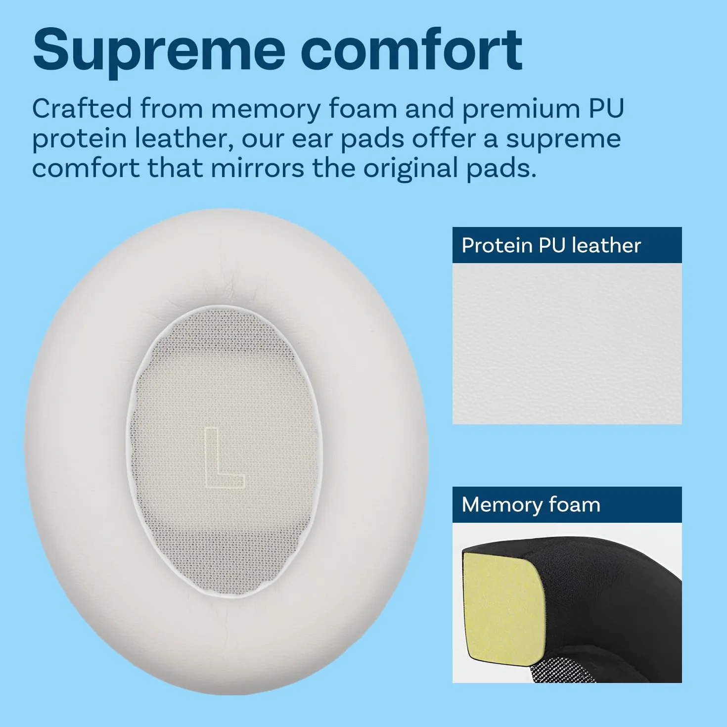 Zapasowe Nausznik do Bose QuietComfort Ultra Wireless Noise Cancelling Słuchawek od MMOBIEL - Memory Foam i Protein PU Wymienna Poduszka Uszu - Noise Isolation Pady Nauszne – Biały