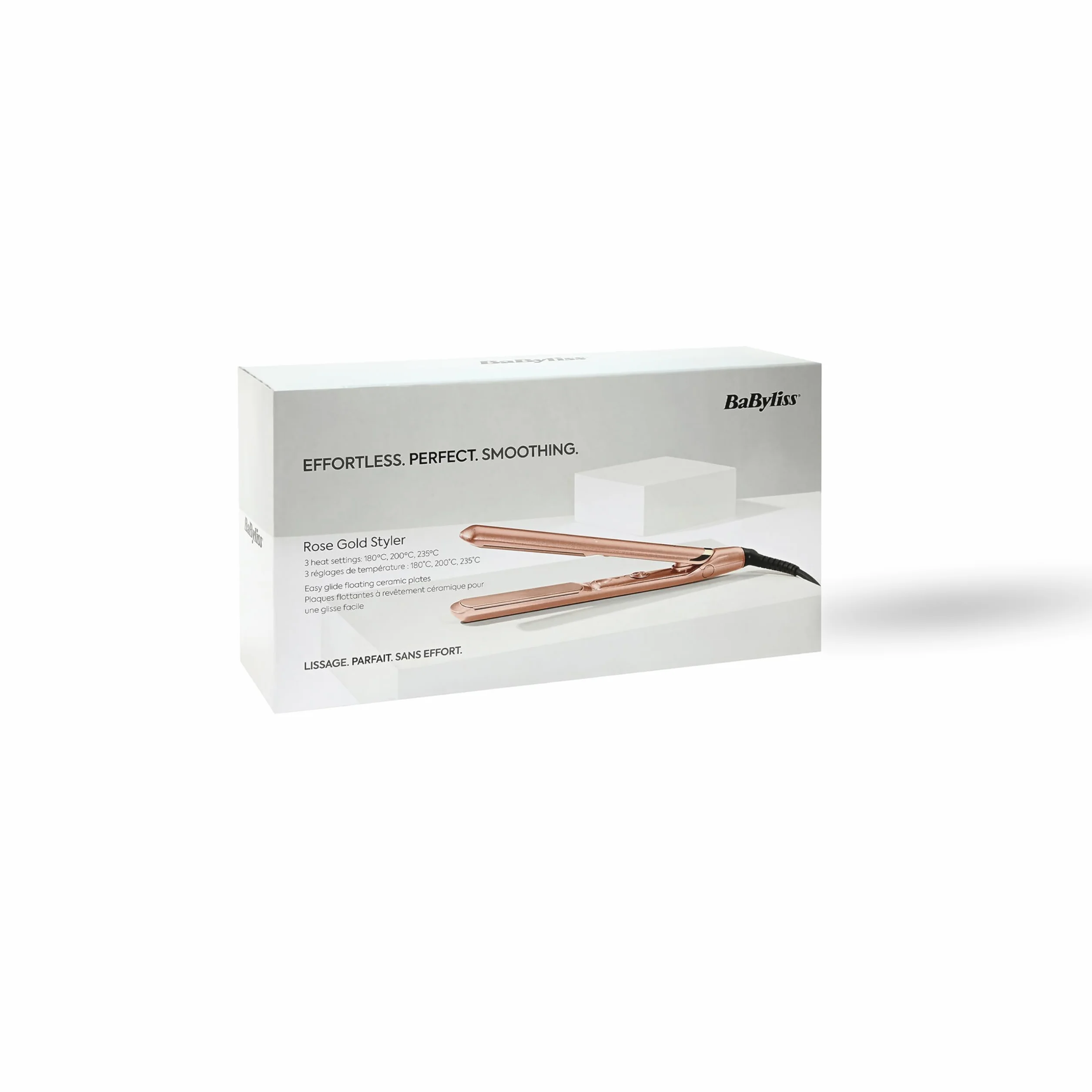 Prostownica BaByliss Rose Gold - ceramiczne płytki do gładkiej stylizacji, wielonapięciowa, do stosowania na całym świecie, ultraszybkie nagrzewanie w 15s., 3 ustawienia temperatury do 235°C, 2598PE