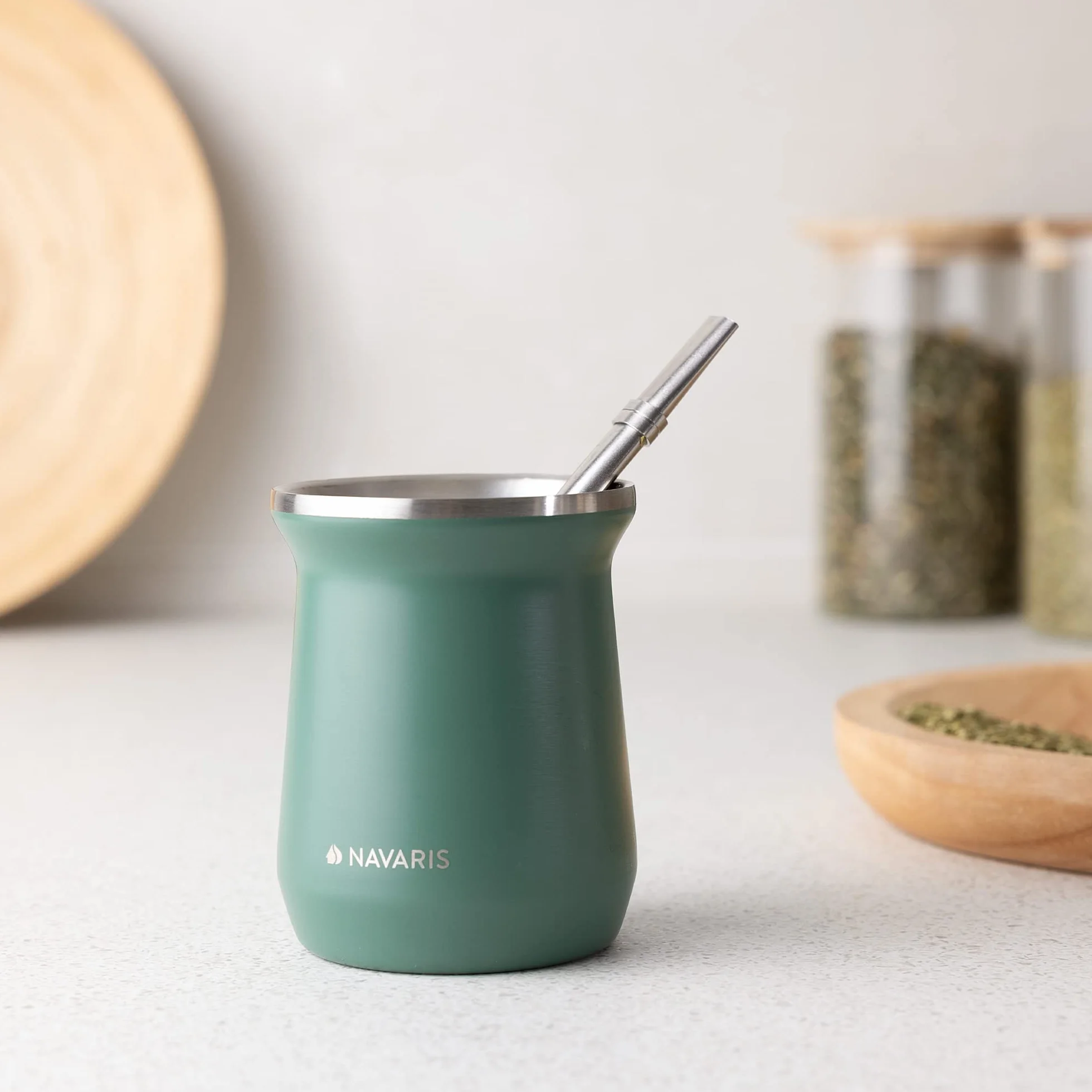 Navaris Yerba Mate zestaw kubków ze stali nierdzewnej 300 ml z słomką i szczotką
