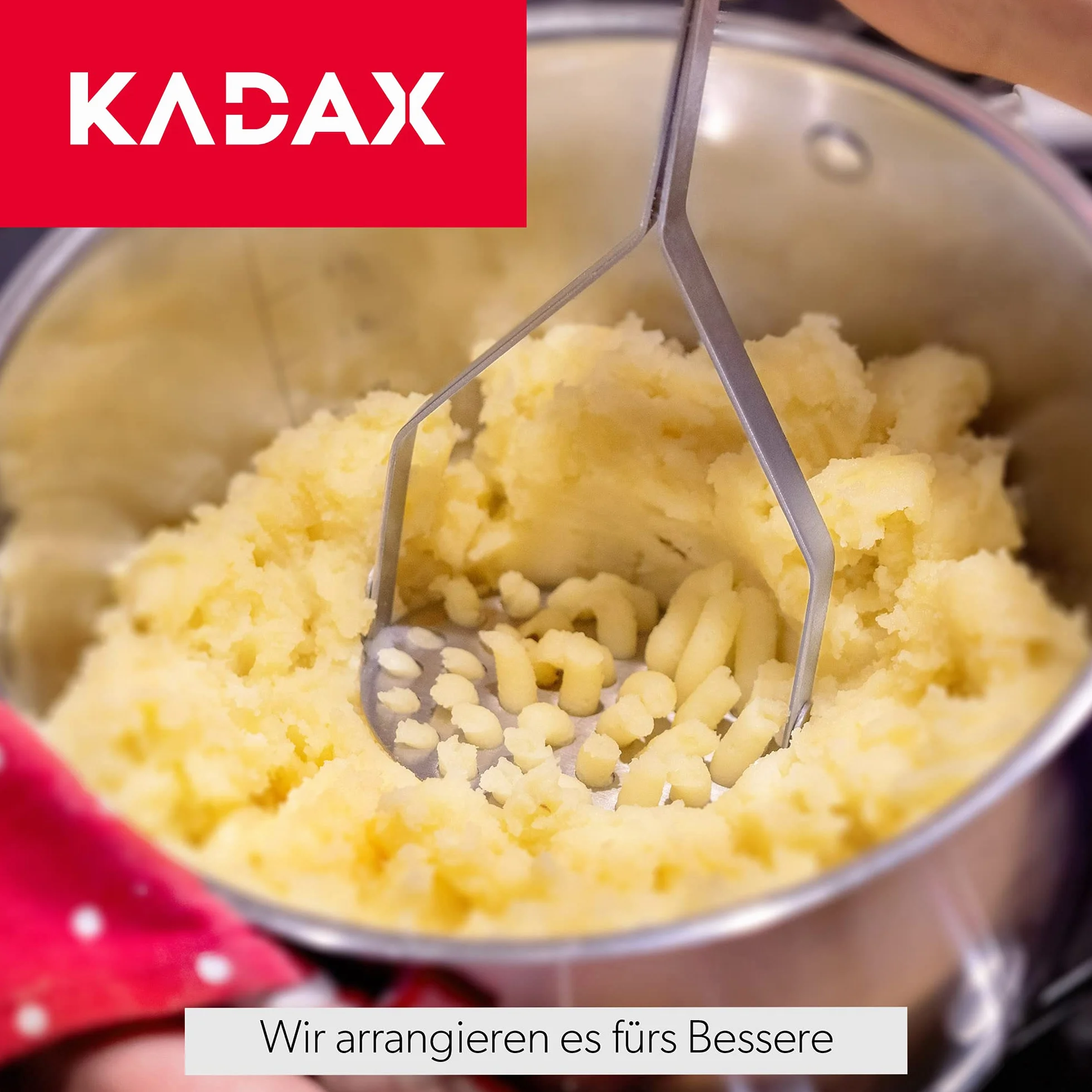 KADAX Ubijak do ziemniaków ze stali nierdzewnej, owalny uchwyt, srebrna praska