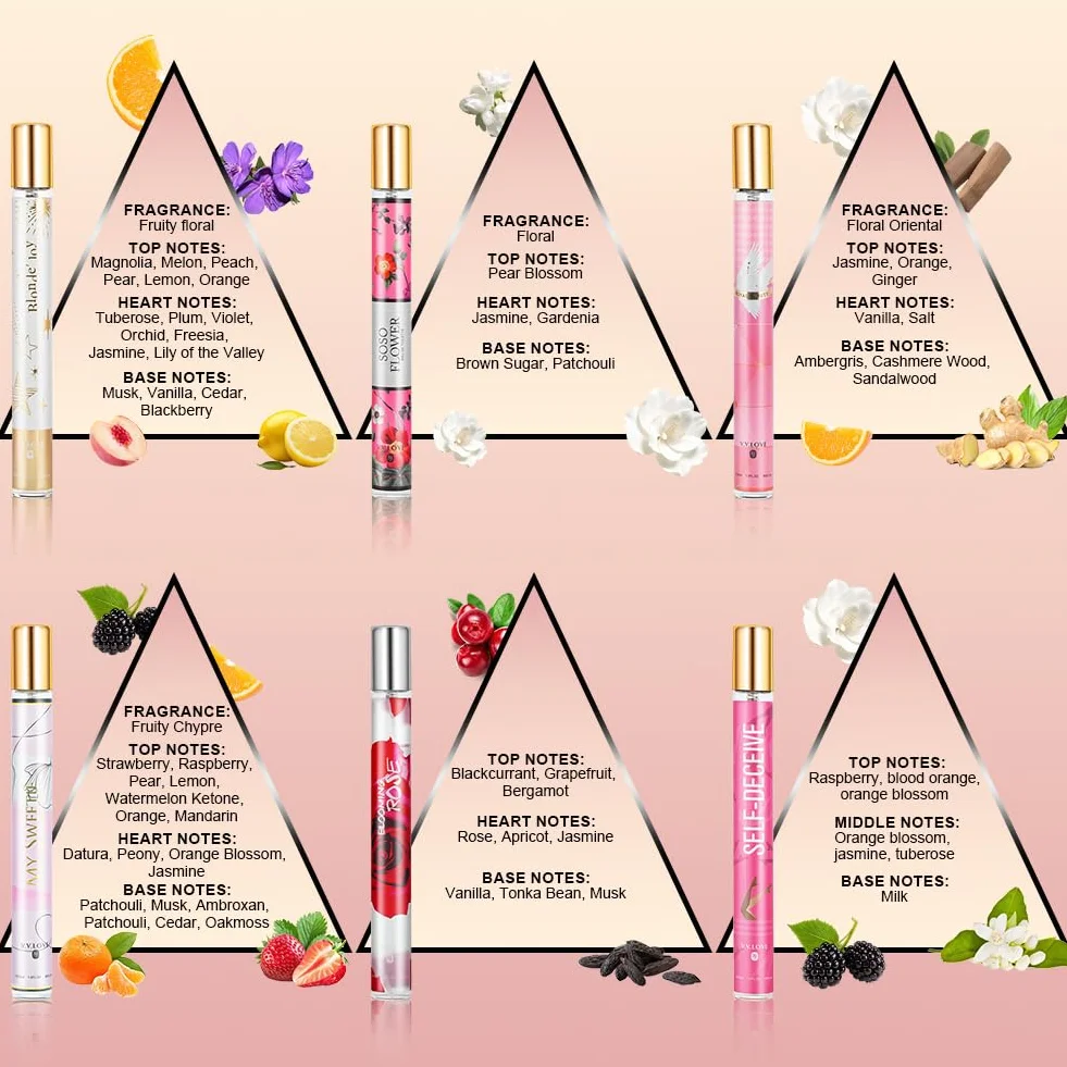 AOOWU 6 sztuk feromonów, perfumy damskie, 35 ml, perfumy dla kobiet, przenośne prezenty dla dziewczyny, kalendarz adwentowy, urodziny, Boże Narodzenie, długotrwały zapach