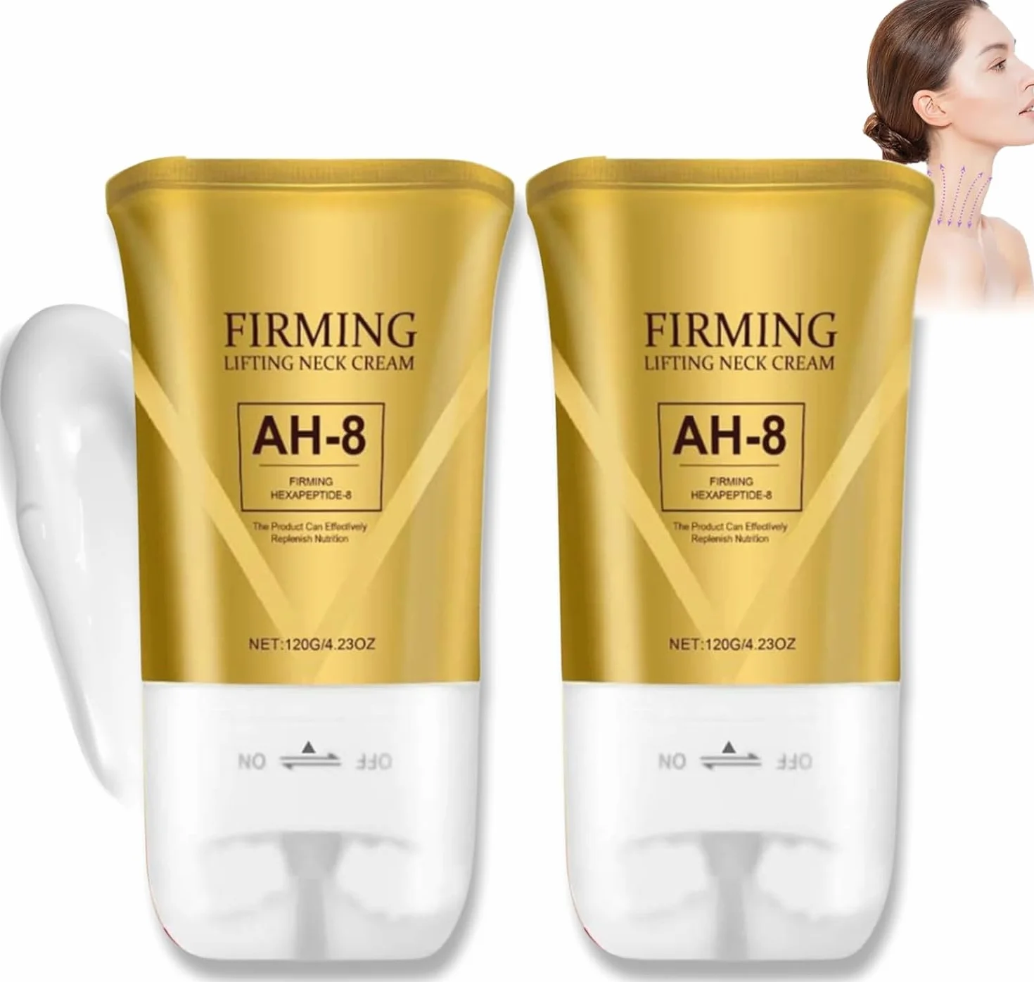 AH-8 Firming Neck Cream for Crepey Skin Body Care Comfort, Neck Firming Cream Contains Hexapeptide, Reduce Wrinkles Fine Lines, Firm and Lift Sagging Skin (2 PCS)