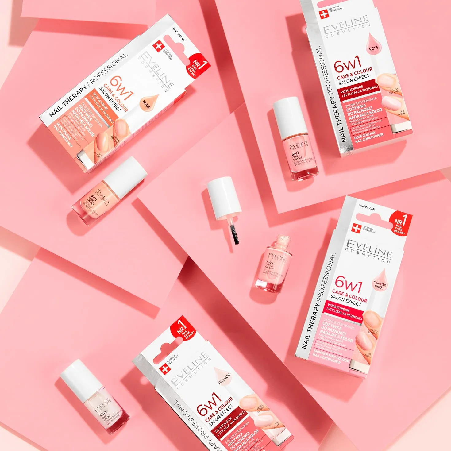 Eveline Cosmetics Nail Therapy Professional Skoncentrowana odżywka do paznokci nadająca kolor 6w1, 5 ml, Nude