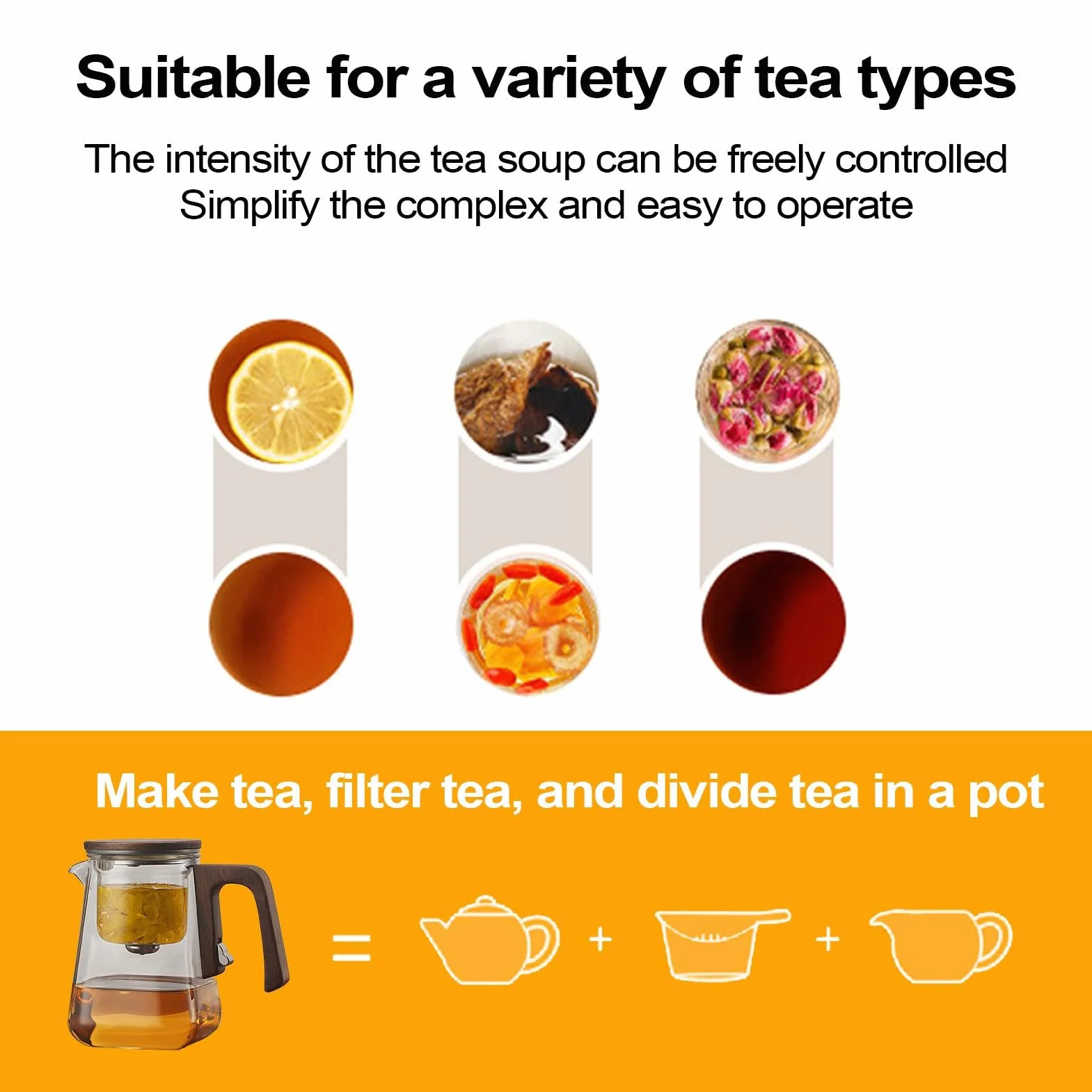 Glass Tea Kettle with Infuser, 8.66x5.51x7.68 Inches, Magnetic Hot Drink Brewer for Home