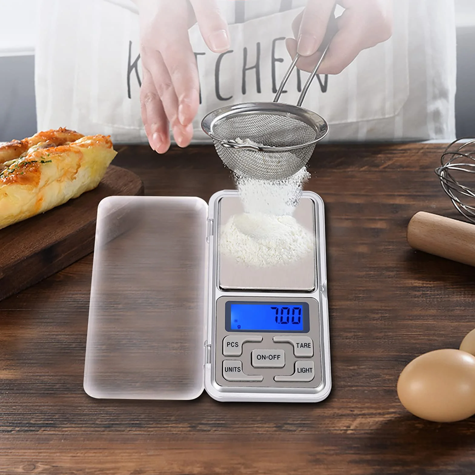 Qcwwy Cyfrowa Waga Kieszonkowa, 500g 0,1g o Wysokiej Dokładności, Przenośna Mini Elektroniczna Waga do żywności z Niebieskim Podświetleniem i funkcją Liczenia do Biżuterii Kuchennej