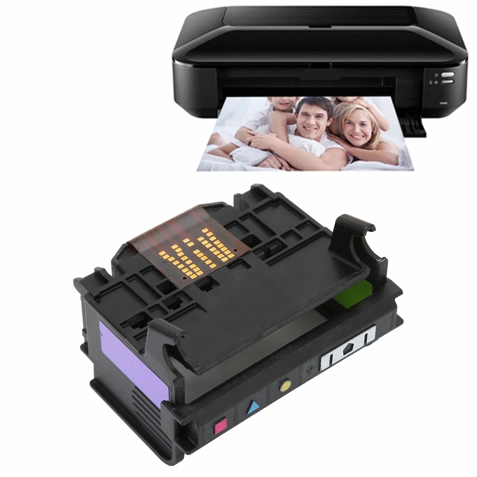 Acouto Głowica drukująca z 4 gniazdami do OfficeJet Pro 6000 7000 6500 6500A 7500A zamiennik głowicy drukującej przezroczysty nadruk ABS nadruk 4 gniazda głowicy drukującej zamiennik głowicy