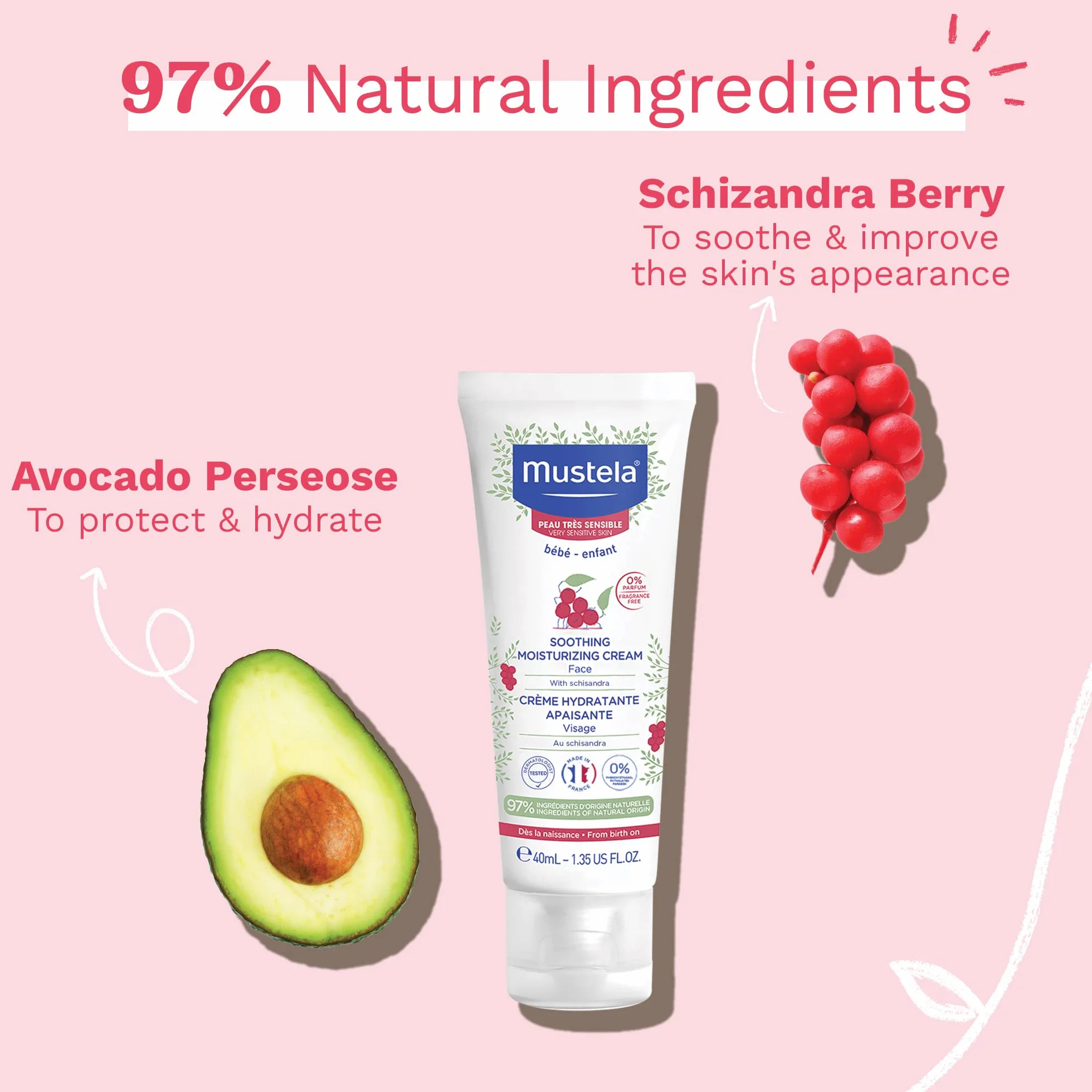 Mustela BB Soothing Moisturizing Cream Very Sensitive Cream 40 ml