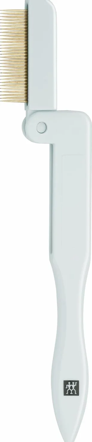 ZWILLING Grzebyk do rzęs (usuwa nadmiar tuszu, separator rzęs, składany, pozłacane stalowe zęby), premium, miętowy