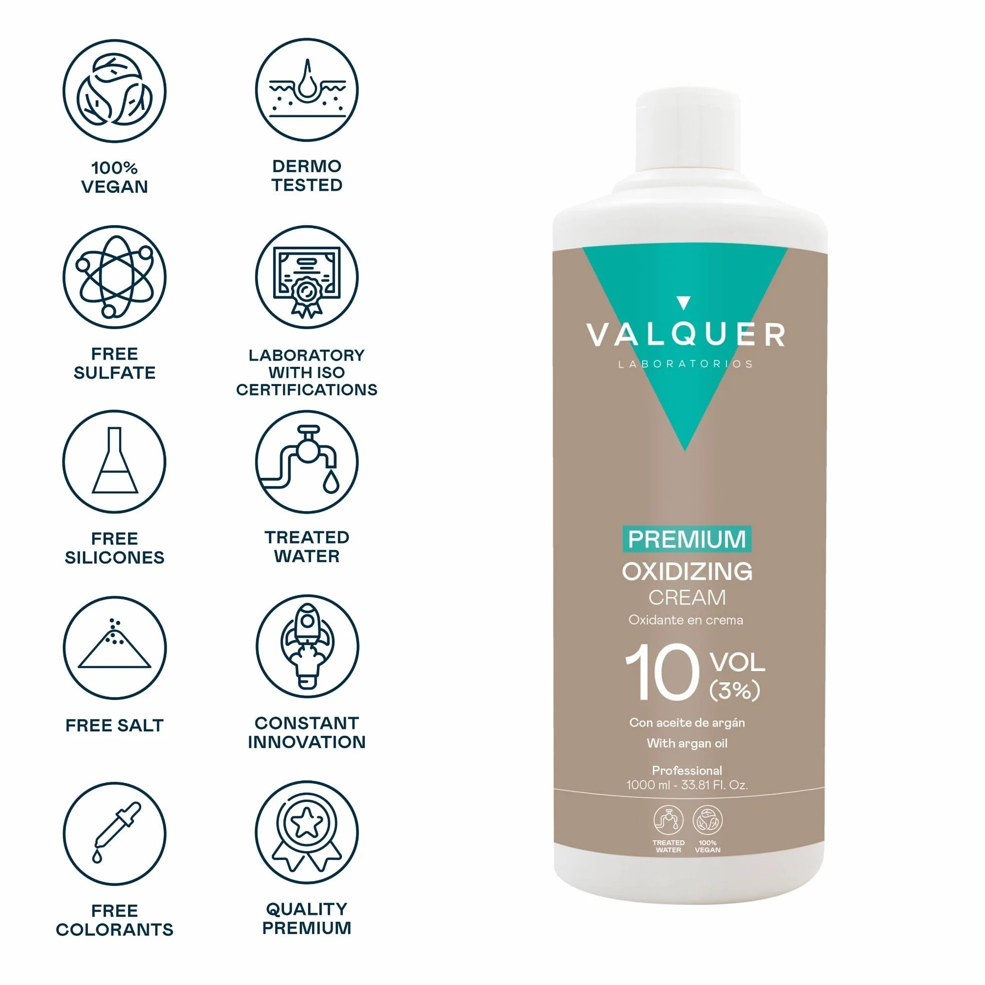 Valquer Laboratorios Oksydant 3%, Biały, 1000 ml