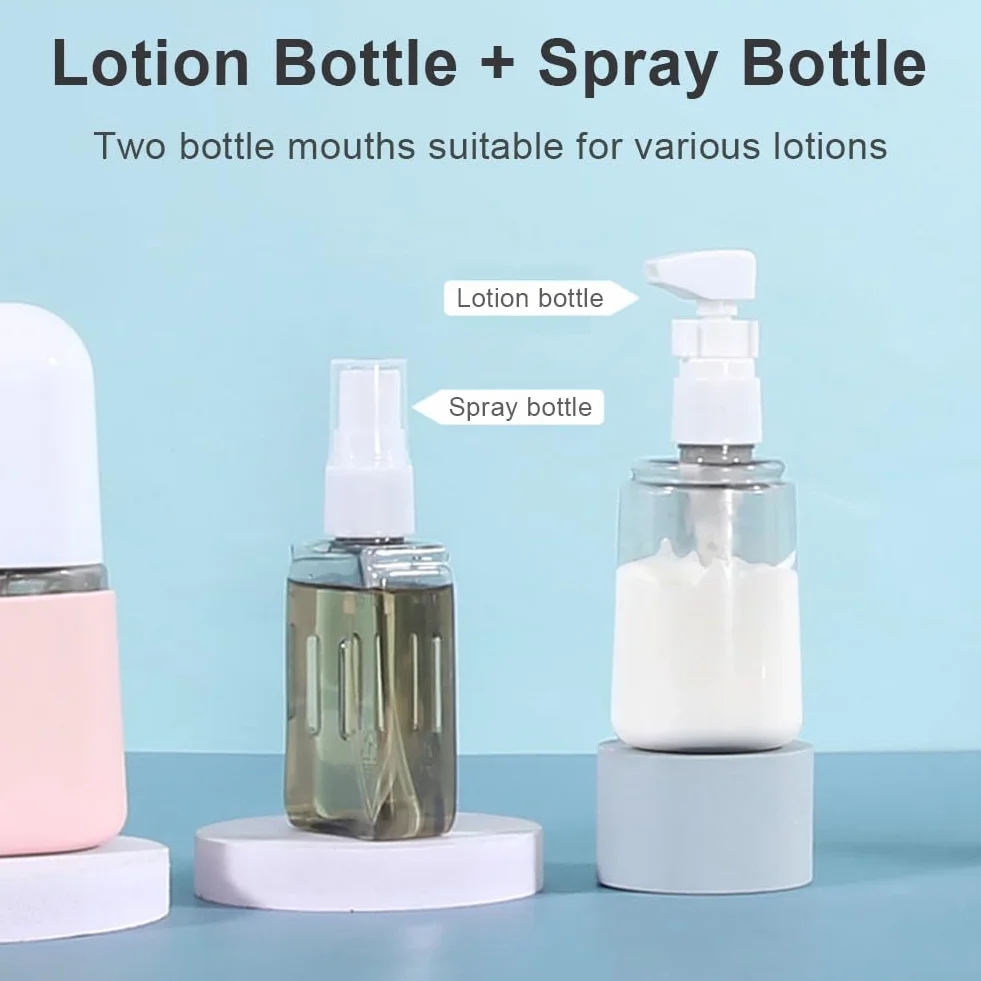 Flintronic Zestaw butelek podróżnych 4 w 1, 50 ML, szczelne, przenośne pojemniki z etykietą