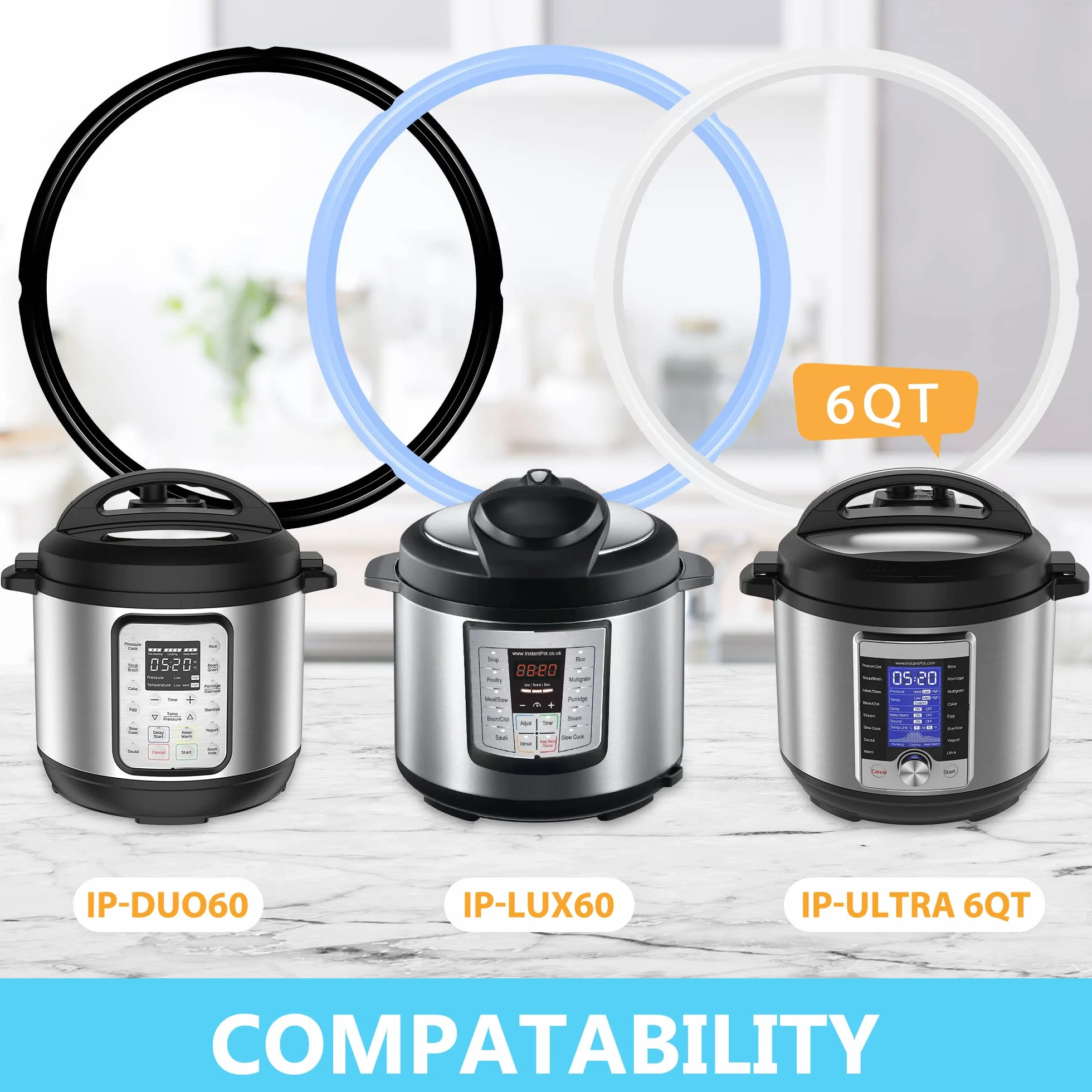 Silikonowe pierścienie uszczelniające do Instant Pot 6 Quart Mocoosy 3 szt.