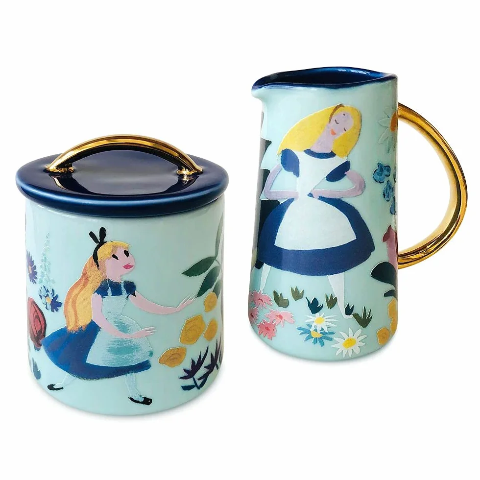 Disney Alice in Wonderland Mary Blair Creamer Sugar Bowl Set
