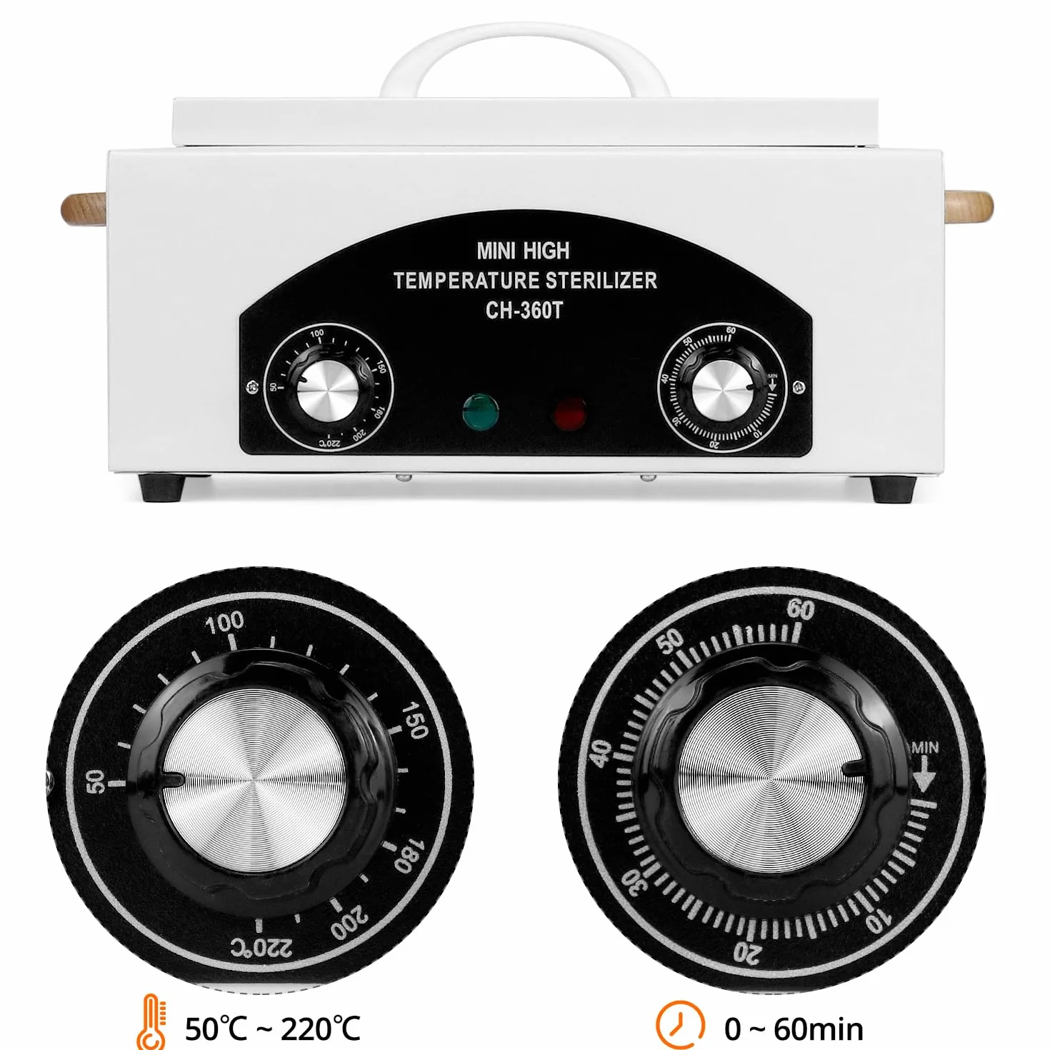 QWORK® Sterylizator wysokotemperaturowy 220°C, sterylizator do pedicure, narzędzi do manicure i dentystycznych, pojemność 2 l, automatyczny timer 0-60 minut