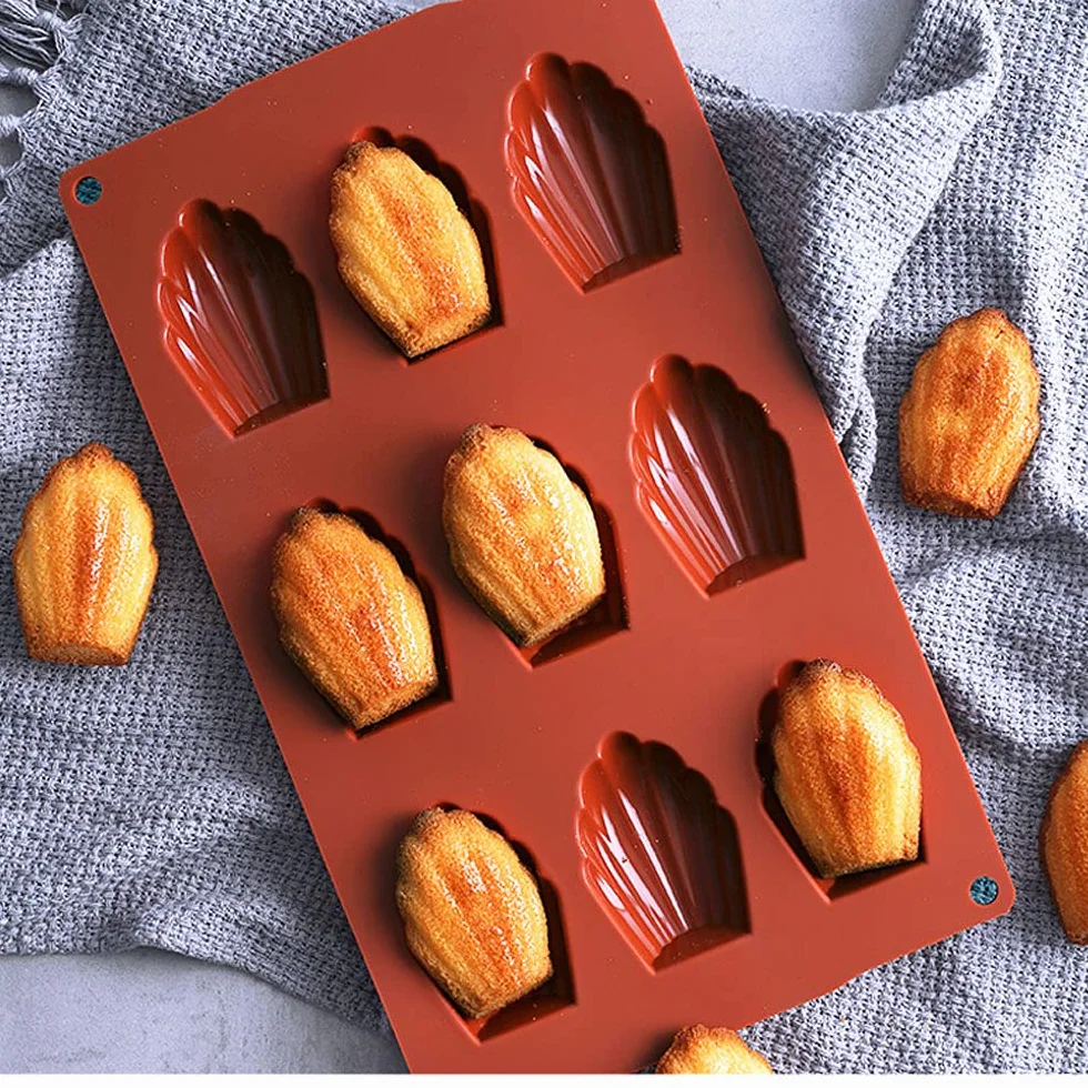 Bäcker & Lecker 2 silikonowe formy do pieczenia Madeleine 29 x 17 cm powłoka zapobiegająca przywieraniu 9 zagłębień