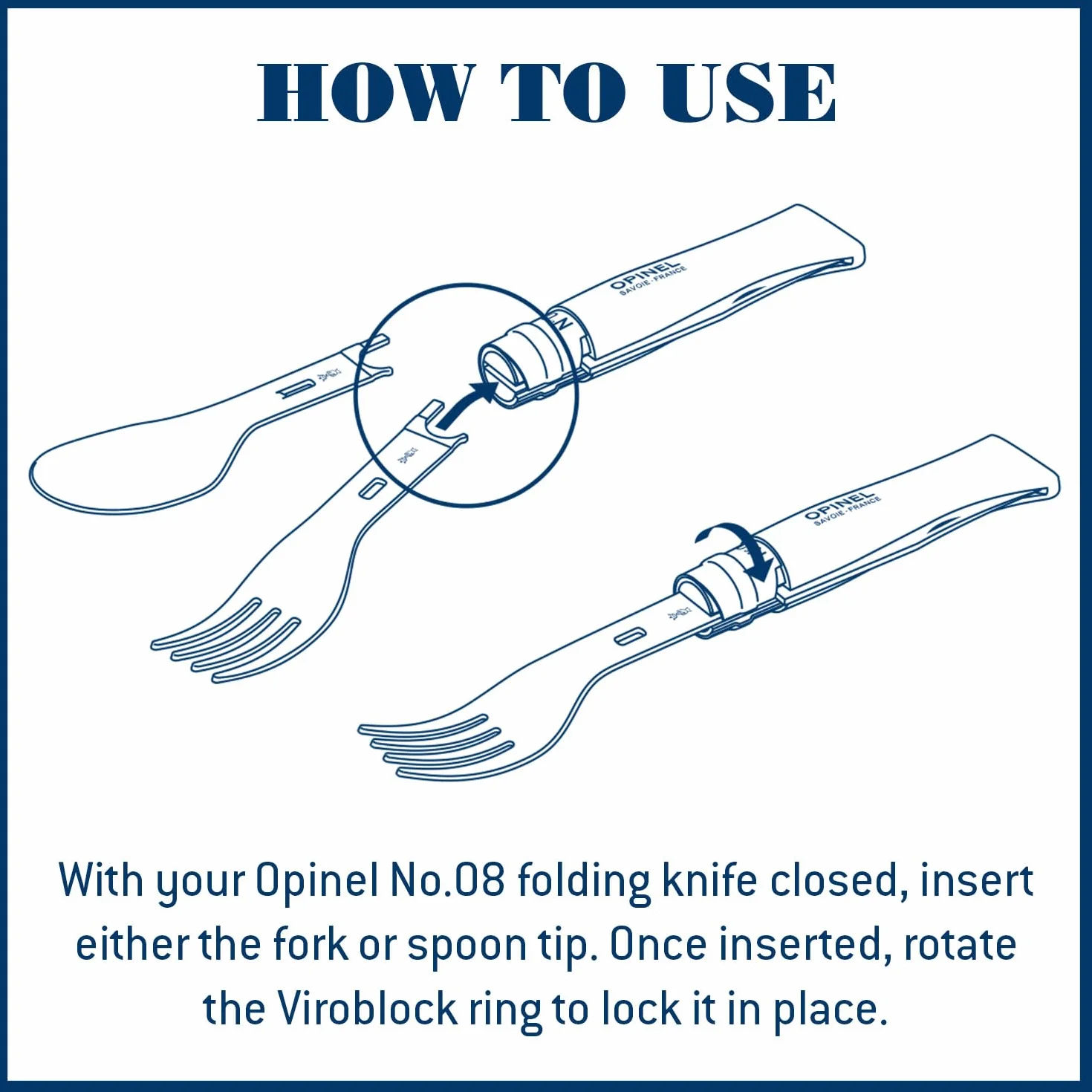 Opinel PICNIC PLUS 3-częściowy zestaw do noża nr 08, widelec i łyżka 10,5 cm