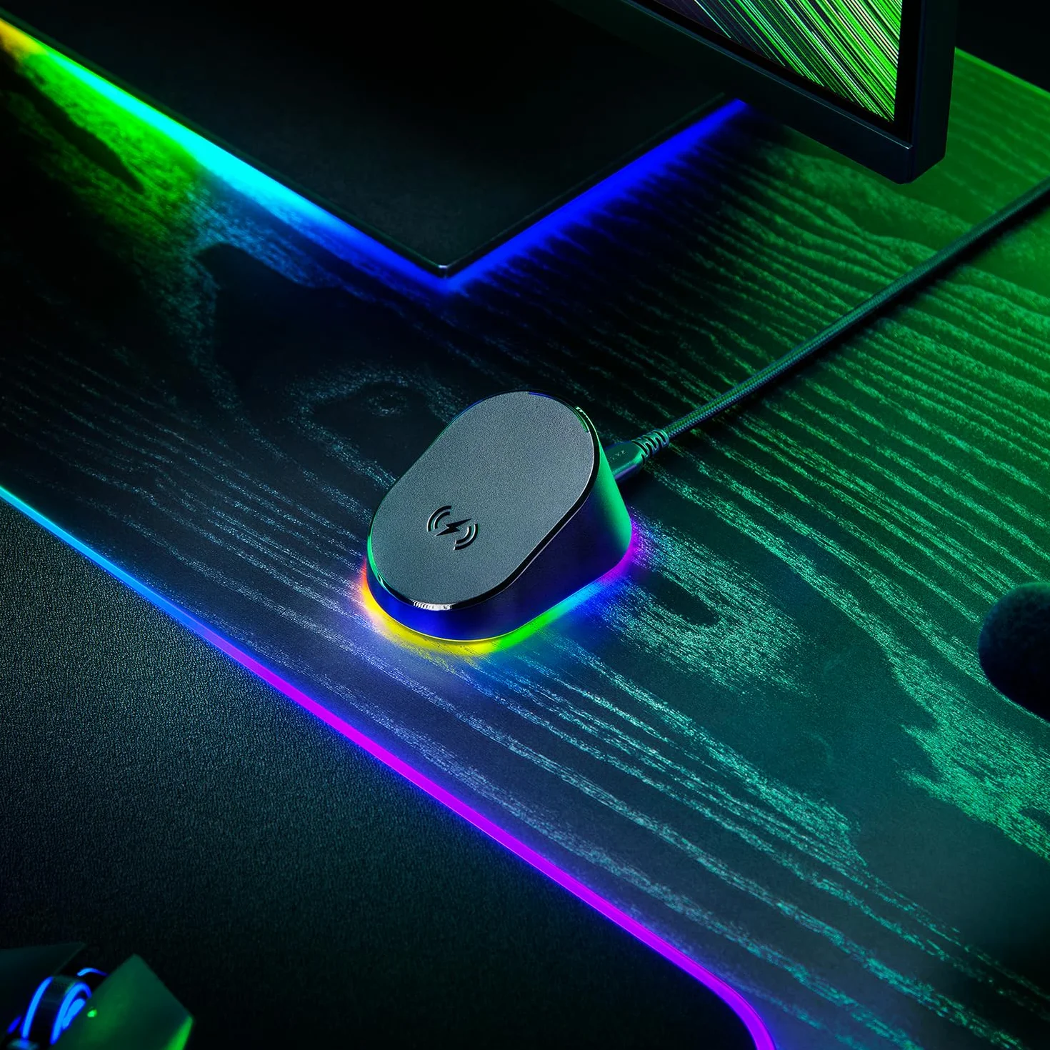 Razer Stacja dokująca do myszy i krążek ładujący – magnetyczna bezprzewodowa stacja ładująca i moduł ładujący dla kompatybilnych myszy (magnetyczna stacja dokująca ze statusem ładowania oświetlenie