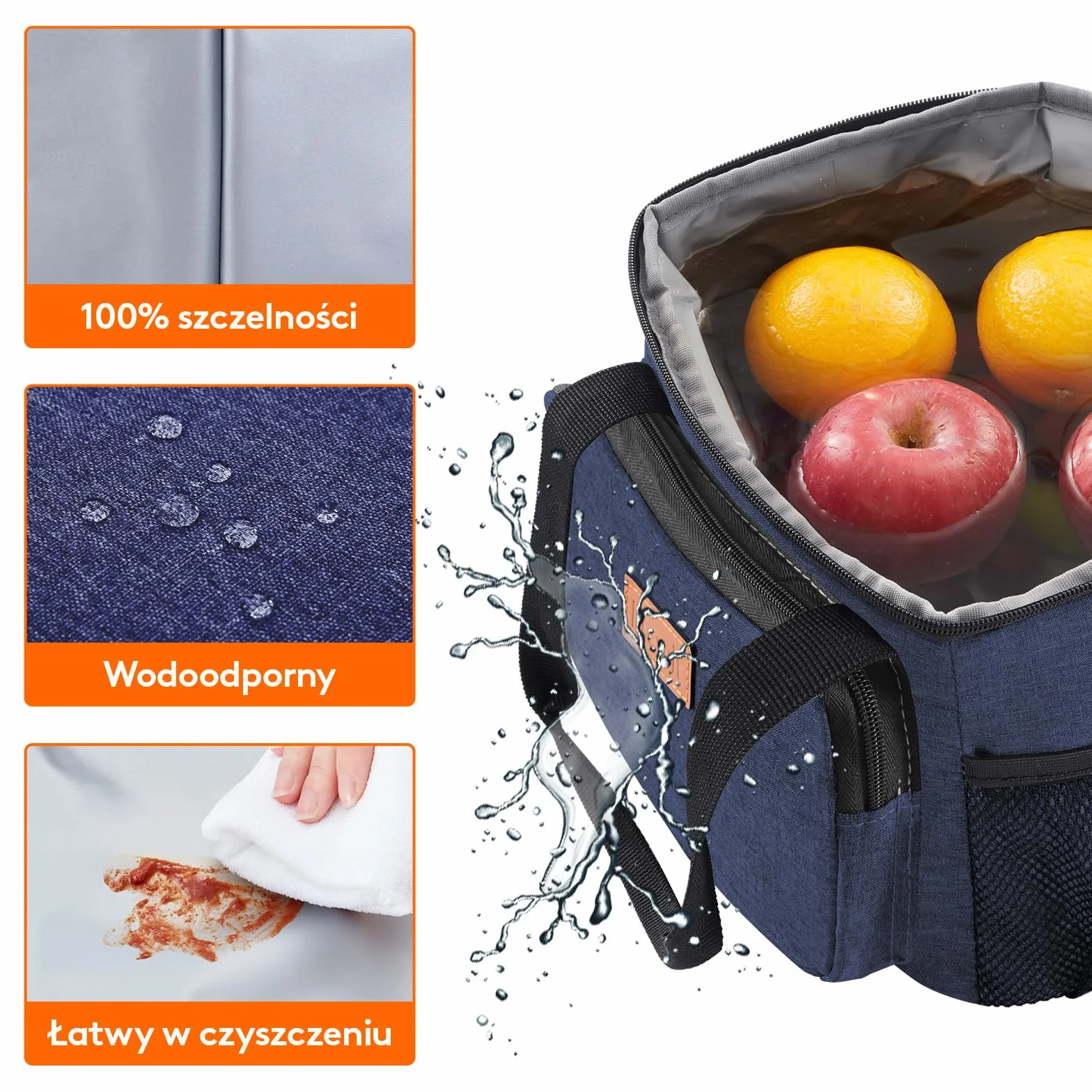 Lifewit Torba Termiczna Lunch Bag 9L Granatowy Dwuwarstwowa Cooler Praca Podróż Piknik
