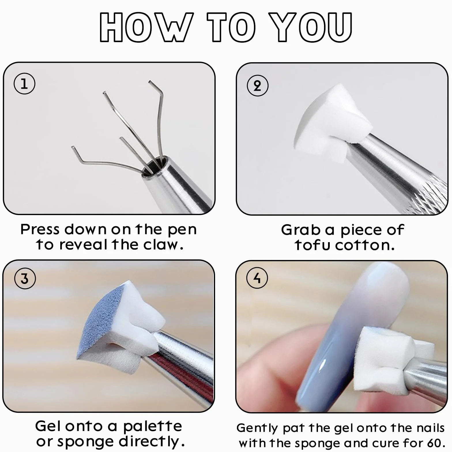 100 szt. gąbek do paznokci do metalu Grabber, pędzel do paznokci ombre, wzór ombre, narzędzia do zdobienia paznokci, gąbka do tworzenia różnych gradientowych wzorów do paznokci