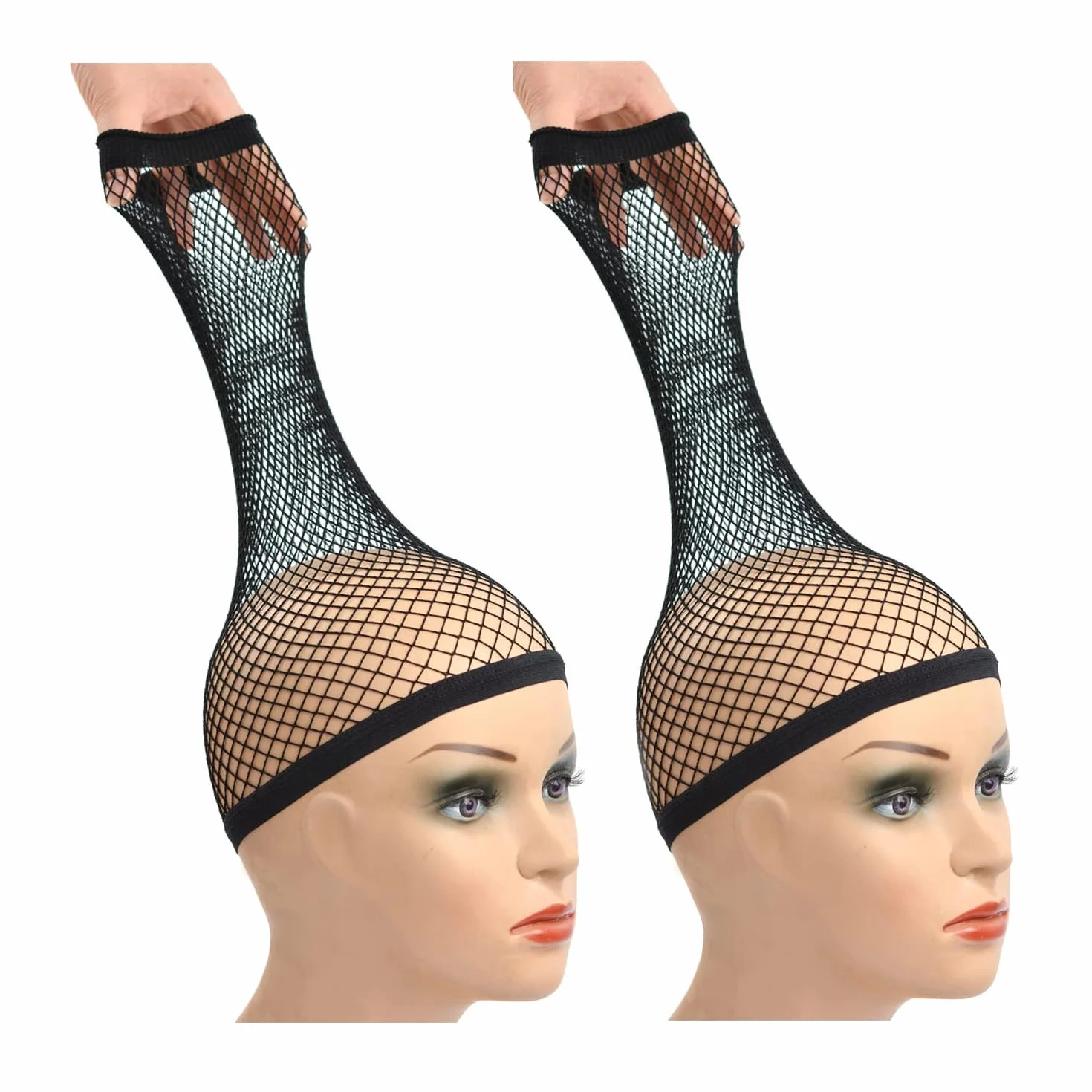 2 Sztuk Siatkowa Czapka Peruka Wig Cap Peruka z Siatki Włosów Siatka na Perukę Czepek na Peruki (Czarna L)