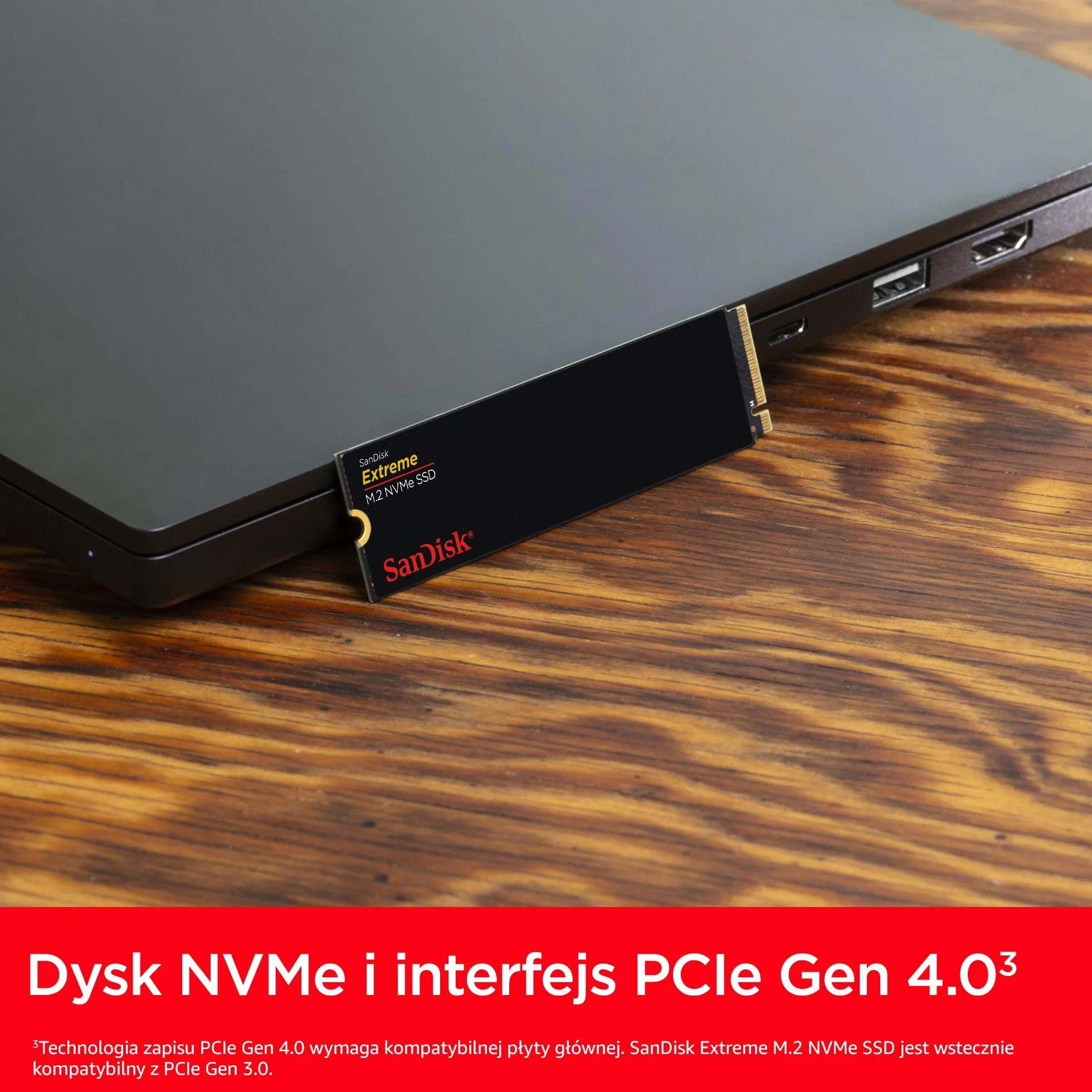 SanDisk Extreme 1TB M.2 NVMe SSD, wewnętrzny dysk SSD, PCIe Gen4, prędkość odczytu do 5150 MB/s, M.2 2280, technologia nCache, 5 lat