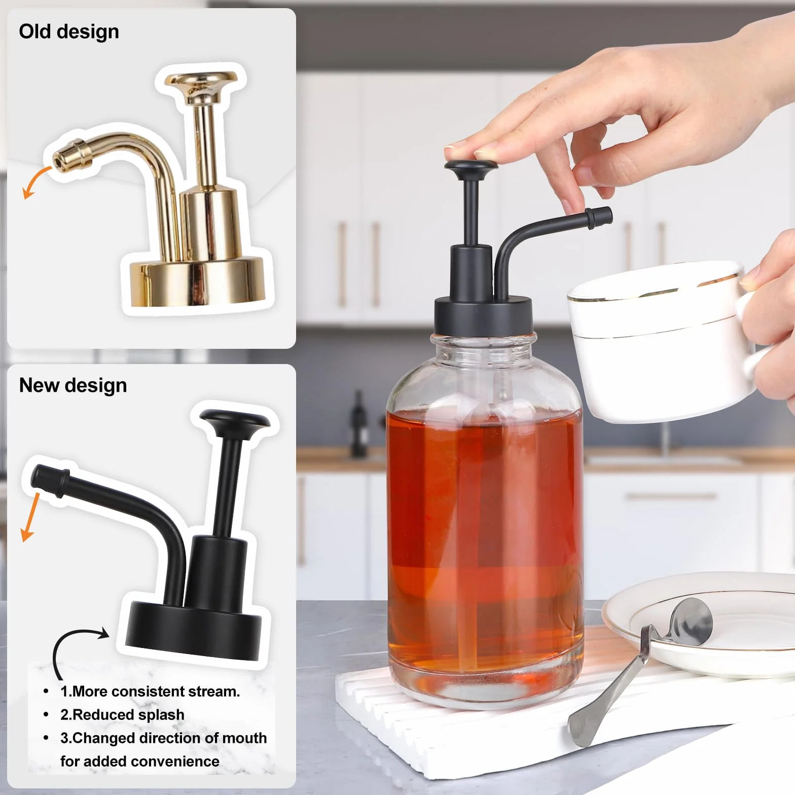efuturetime Dozownik syropu do kawy 500 ml 2 sztuki czarny