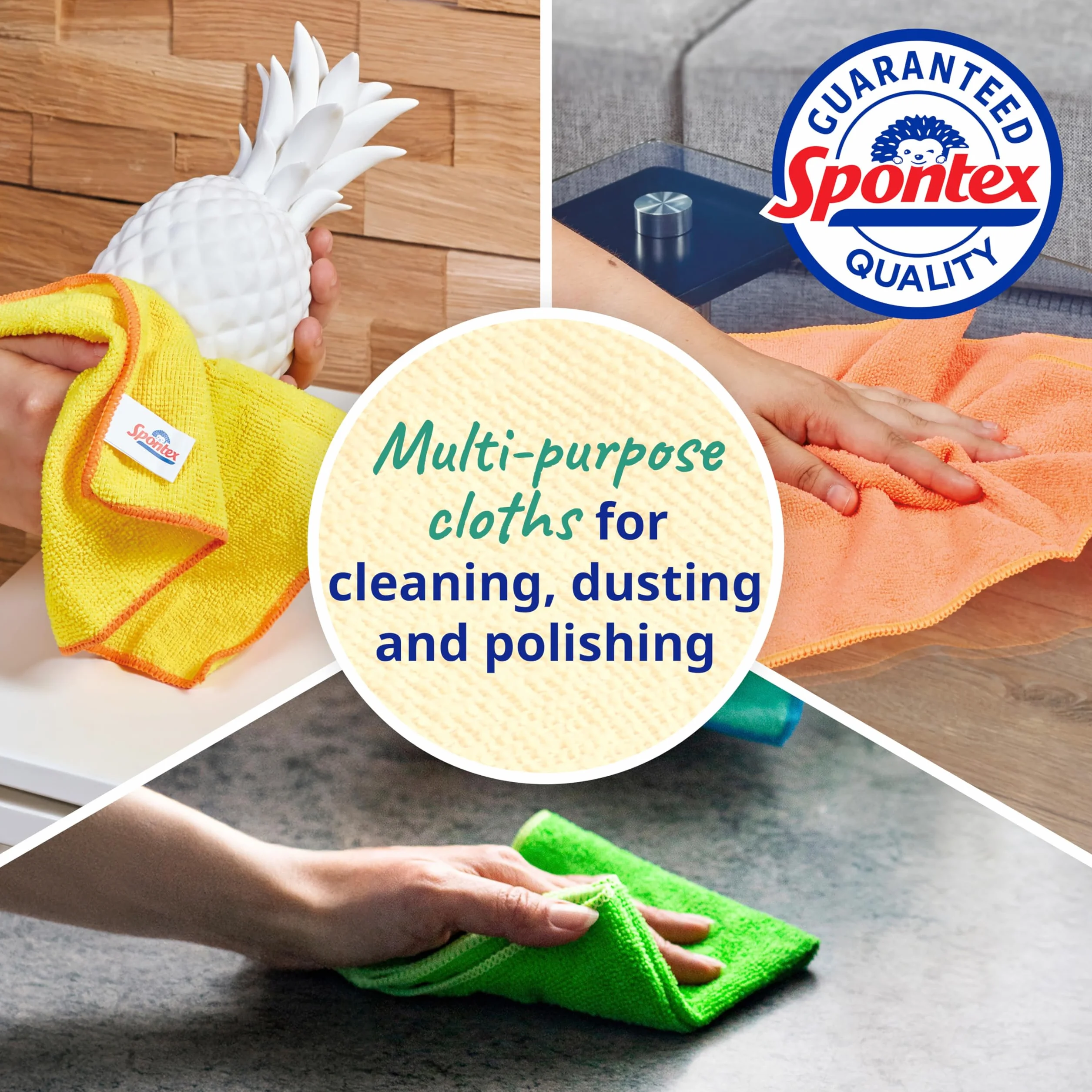 Spontex Ściereczki z mikrofibry 30 x 30 cm, 16 sztuk, do czyszczenia