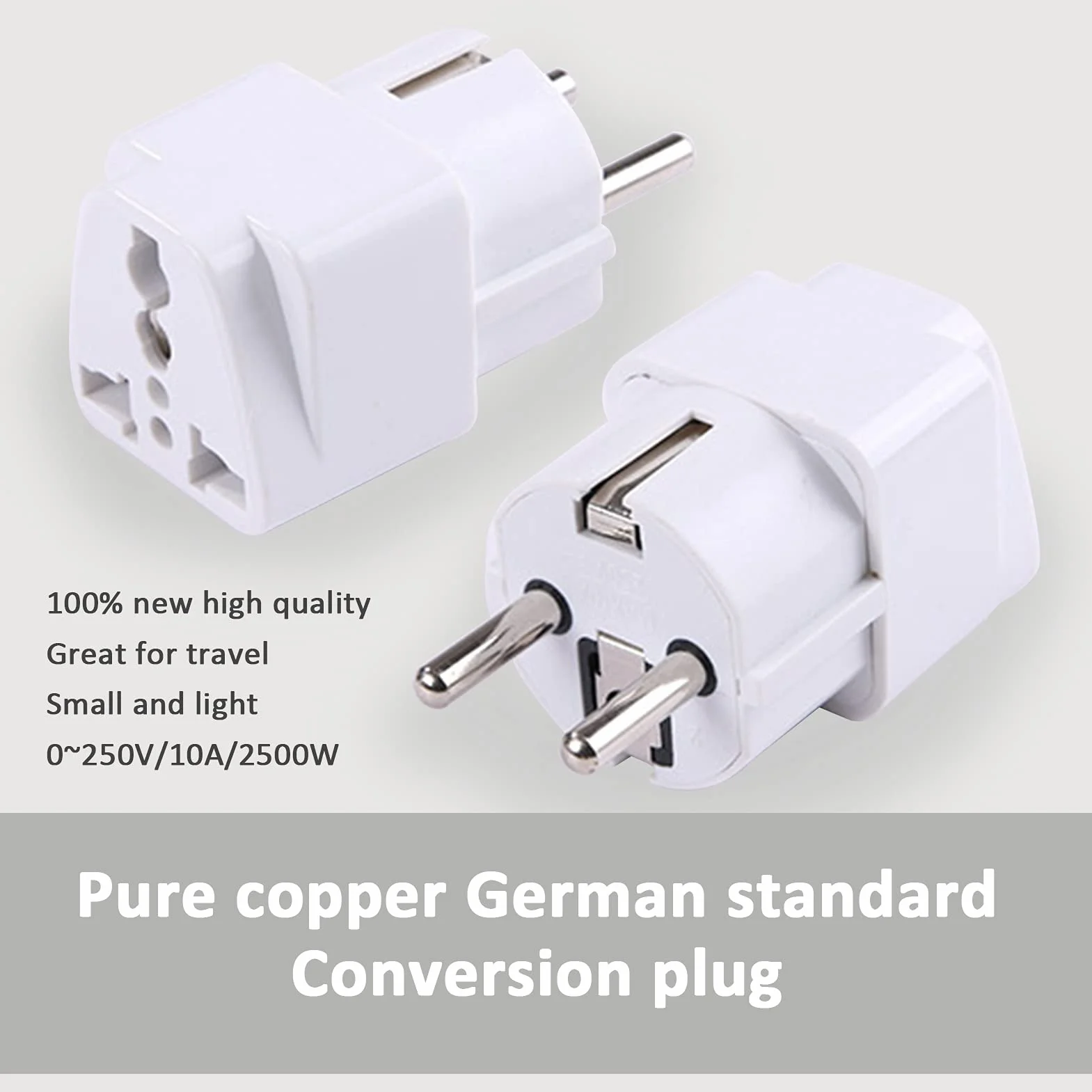 BOROCOus to EU adapter wtyczka, uniwersalny adapter AC 250 V 10 A prąd UE, konwersja europejska wtyczka sieciowa UK na UE (biała)