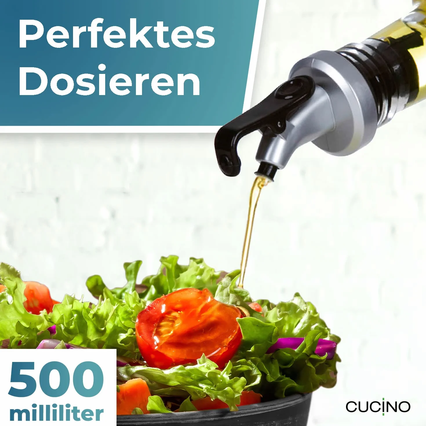 Zestaw dozowników do octu i oleju - (Madeira) 4 x 500 ml butelki ze szkła z metalowym lejkiem i etykietami do oznaczania | szczelne i niekapiące | z zakrętką zapobiegającą zabrudzeniu