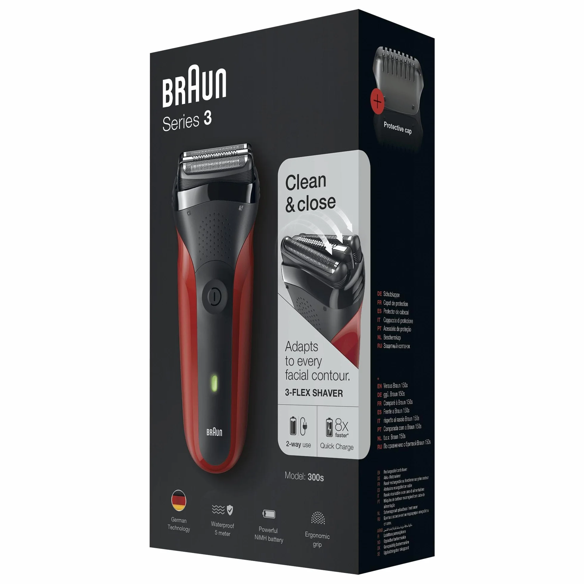 Braun Series 3 300s 81569932 golarka foliowa Czerwony, Czarny