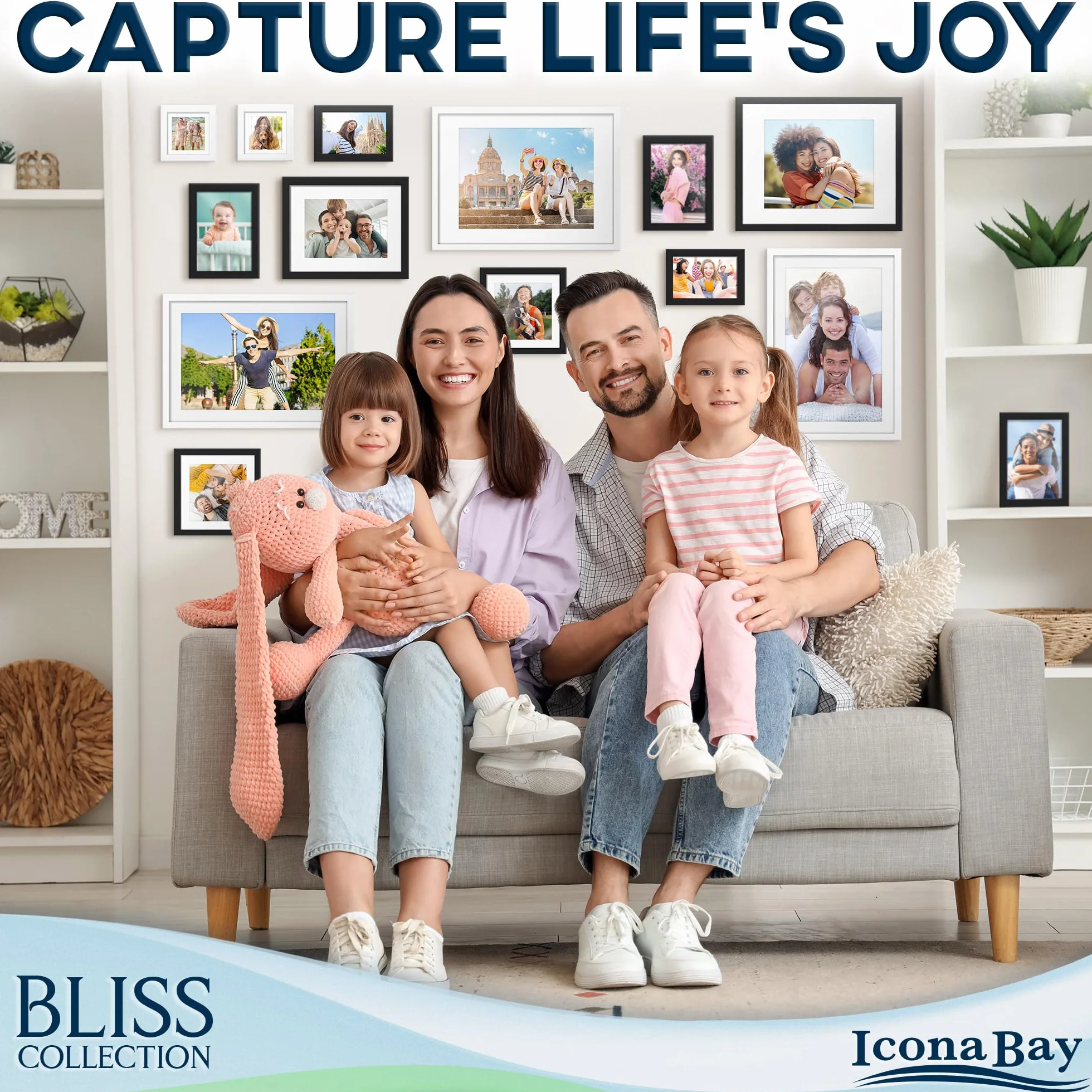 Icona Bay 30.5x30.5 cm Square Picture Frame Black Wood Composite Bliss Collection