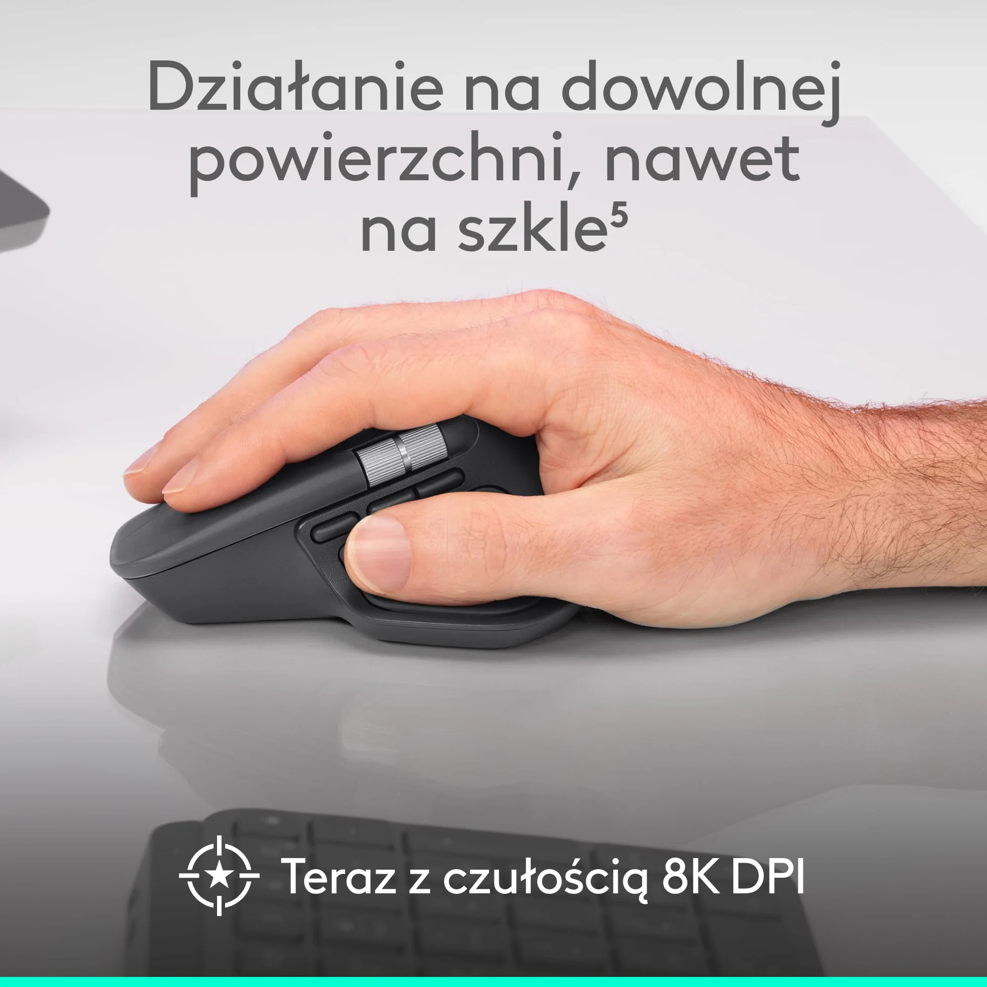 Logitech MX Master 4, ergonomiczna mysz bezprzewodowa z haptyczną informacją zwrotną, błyskawiczne przewijanie, ładowanie USB-C, Bluetooth, Windows, macOS - Jasnoszary