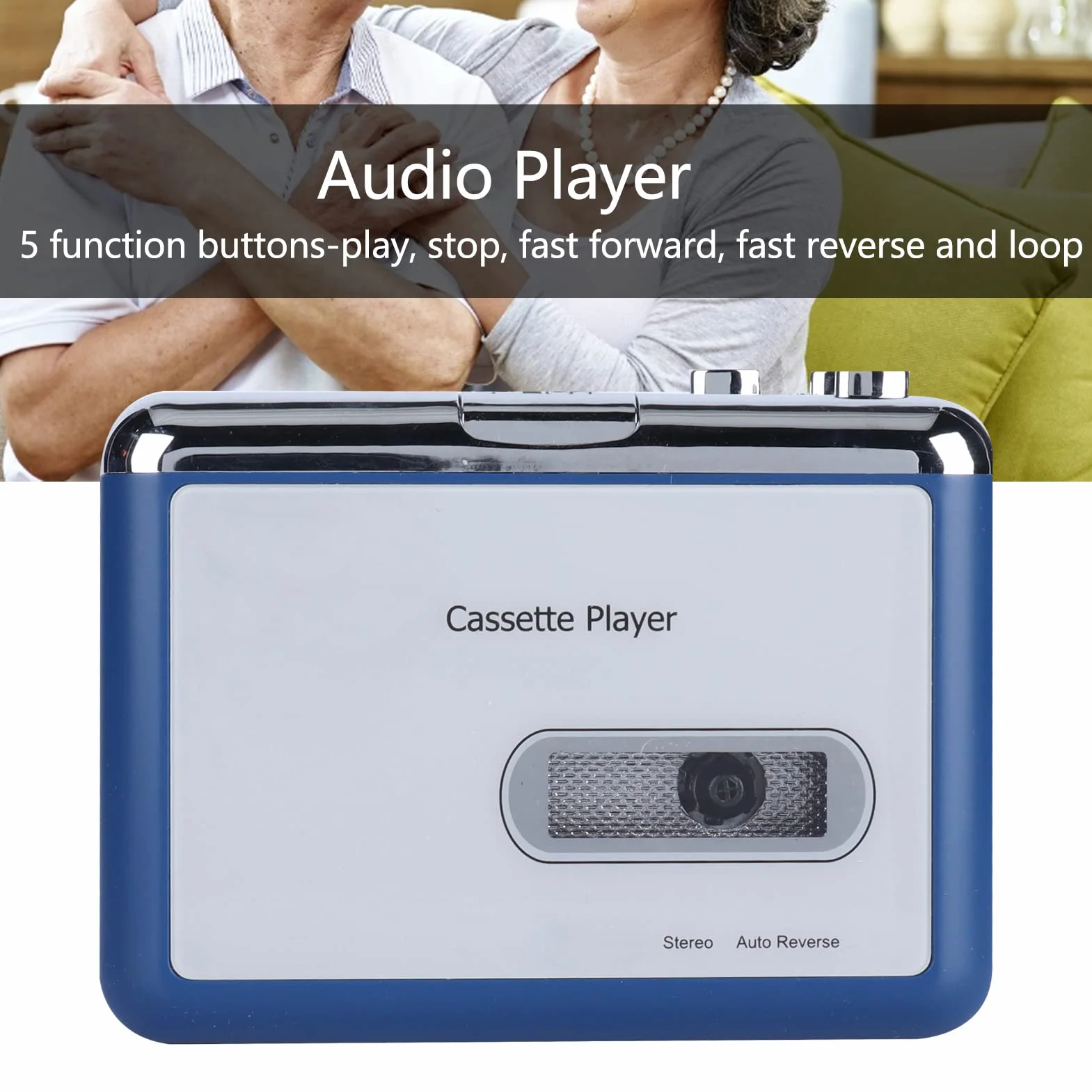 Odtwarzacz kaset magnetofonowych, przenośny magnetofon Kaseta magnetofonowa Bluetooth Odtwarzacz kaset magnetofonowych Automatyczne odwracanie dźwięku Kaseta magnetofonowa z wyjściem Bluetooth do